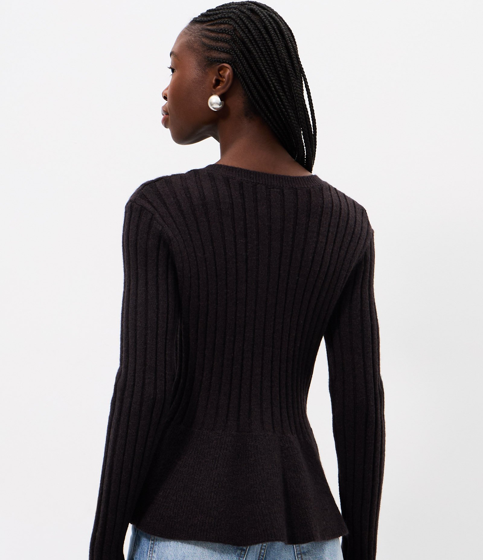 Cardigan Peplum em Tricô com Botões Frontais Preto 4