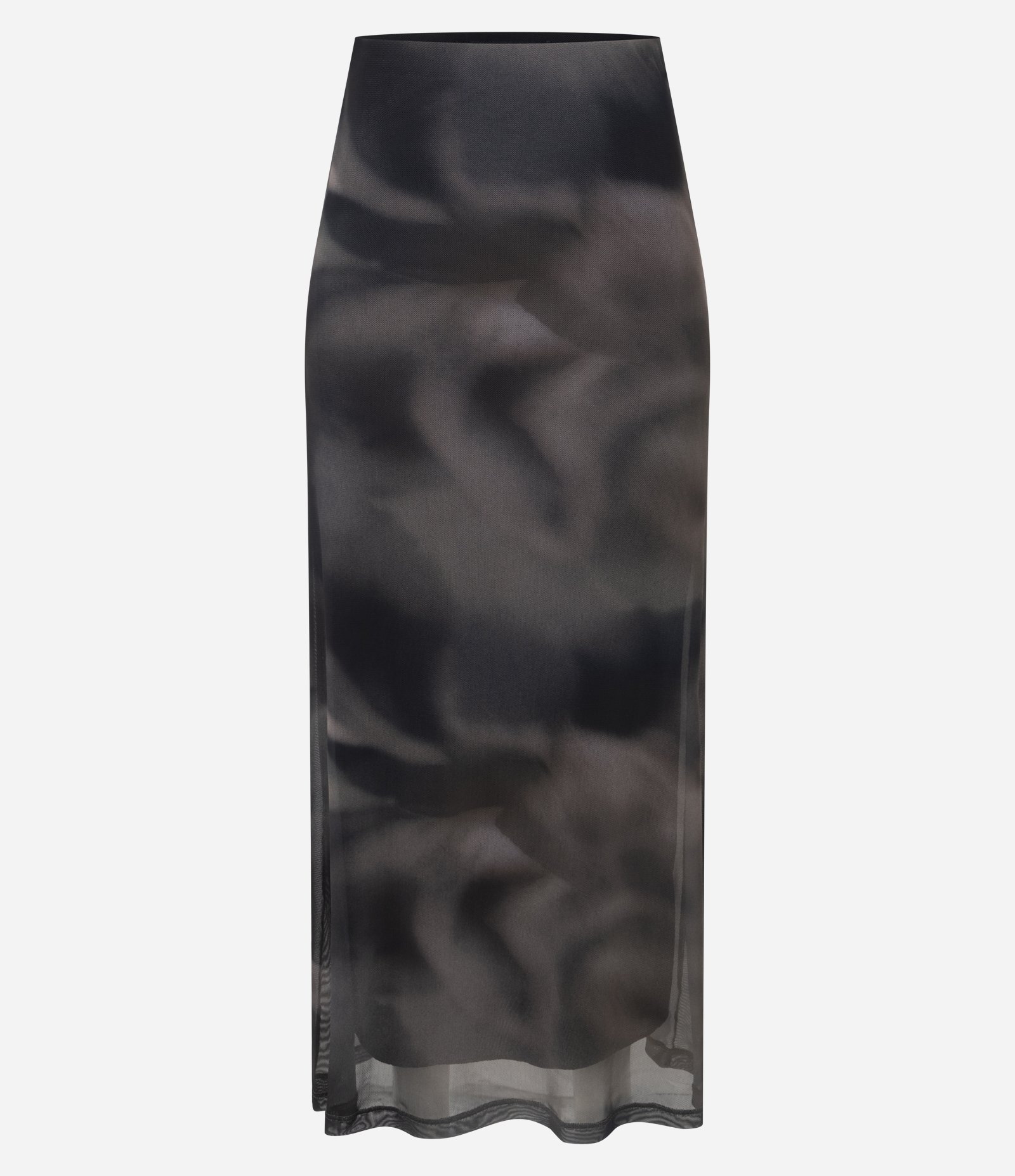 Saia Longa Evasê em Tule com Efeito Manchado Cinza 5