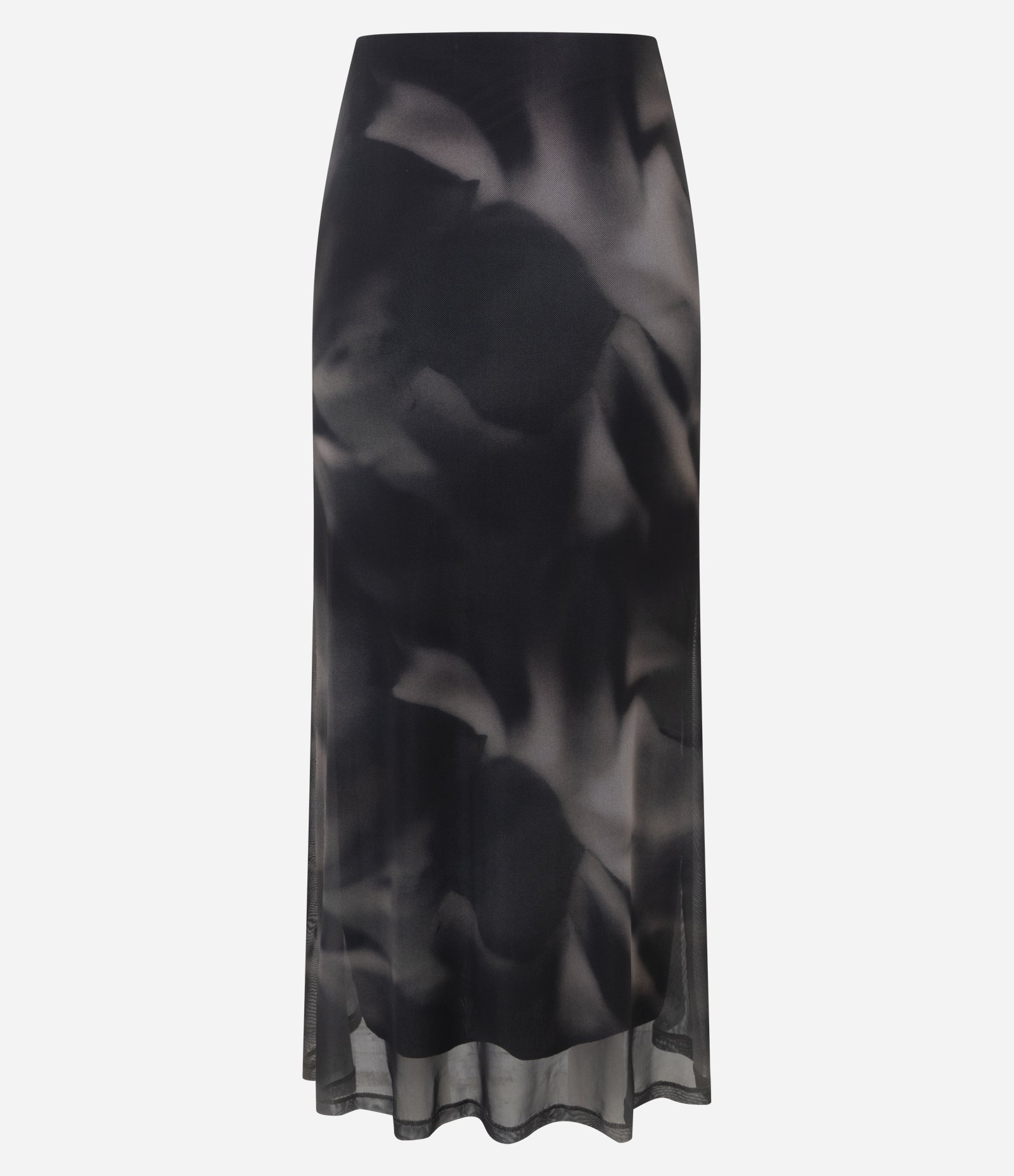 Saia Longa Evasê em Tule com Efeito Manchado Cinza 6