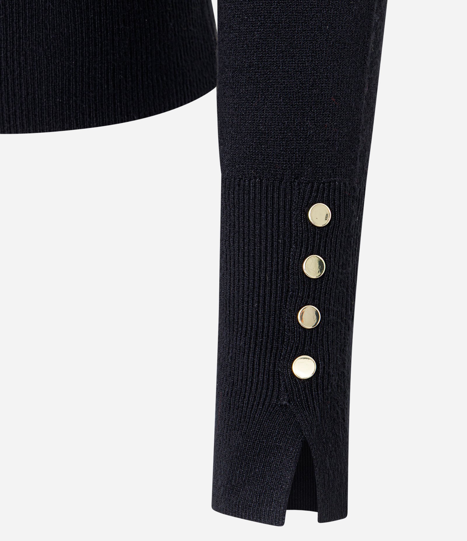 Blusa em Tricô com Gola Alta e Botões nas Mangas Preto 2