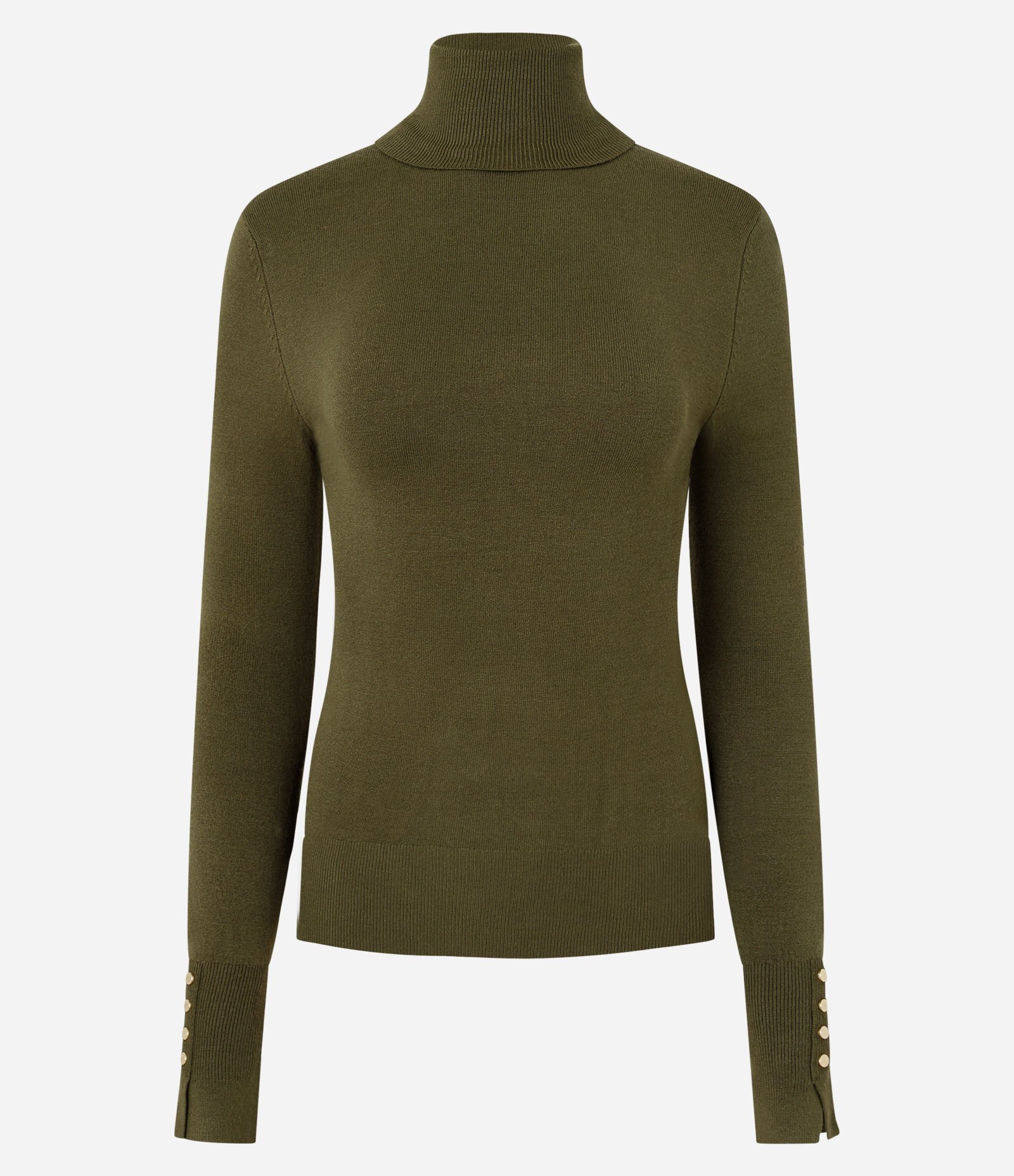 Blusa em Tricô com Gola Alta e Botões nas Mangas Verde 2