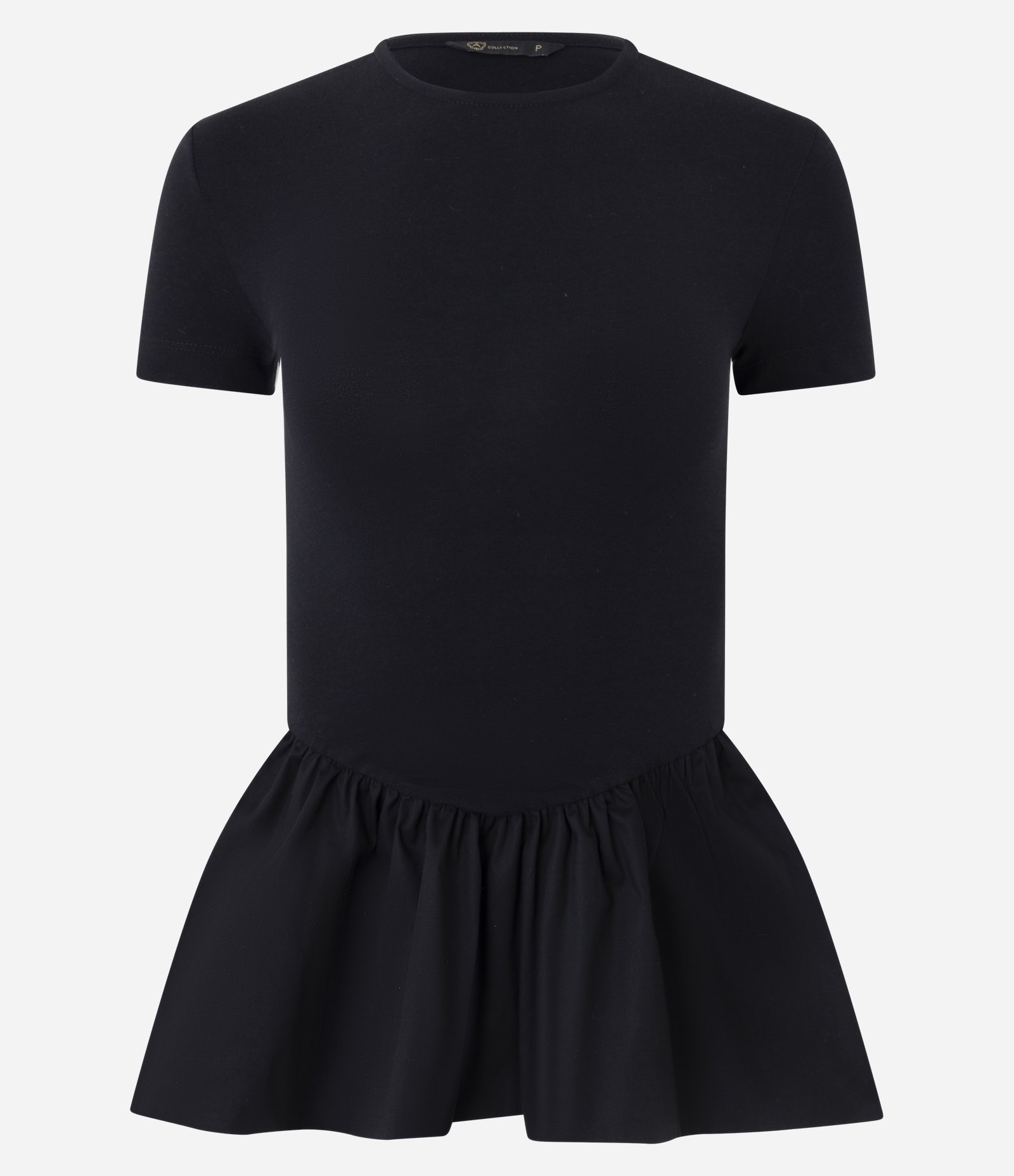 Blusa em Algodão com Manga Curta e Peplum Preto 6