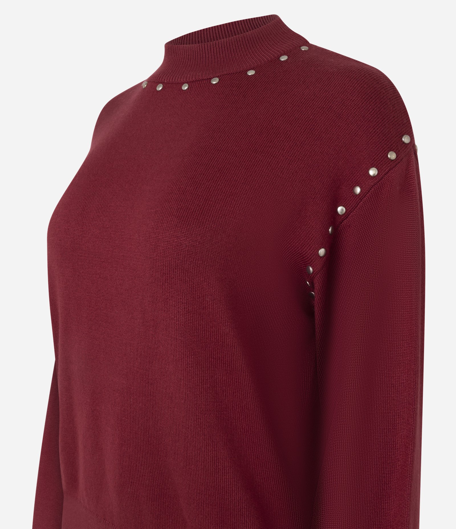 Suéter Regular em Tricô com Aplicação de Tachas Vermelho 6