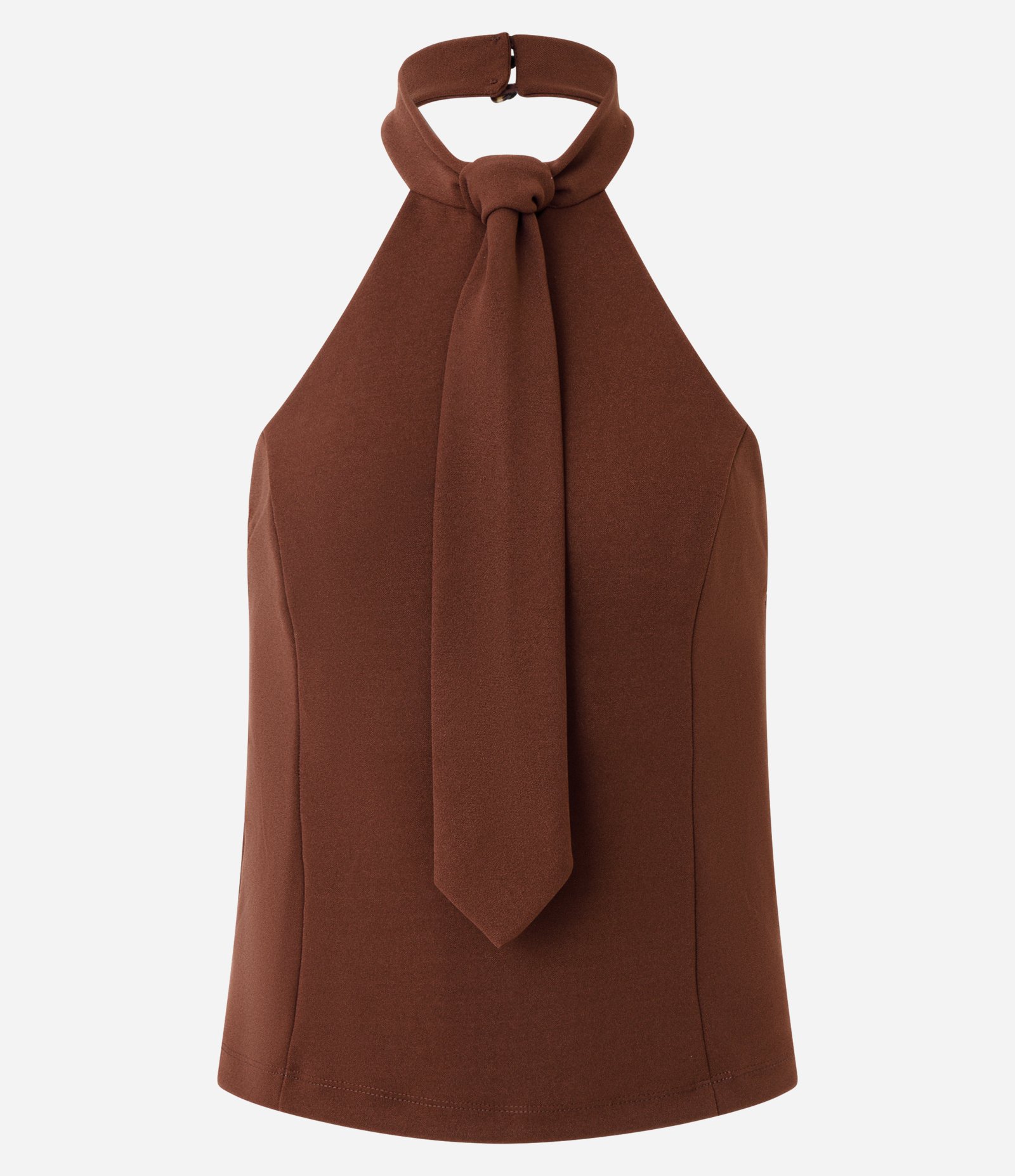 Blusa Halter com Gravata na Gola Marrom 5