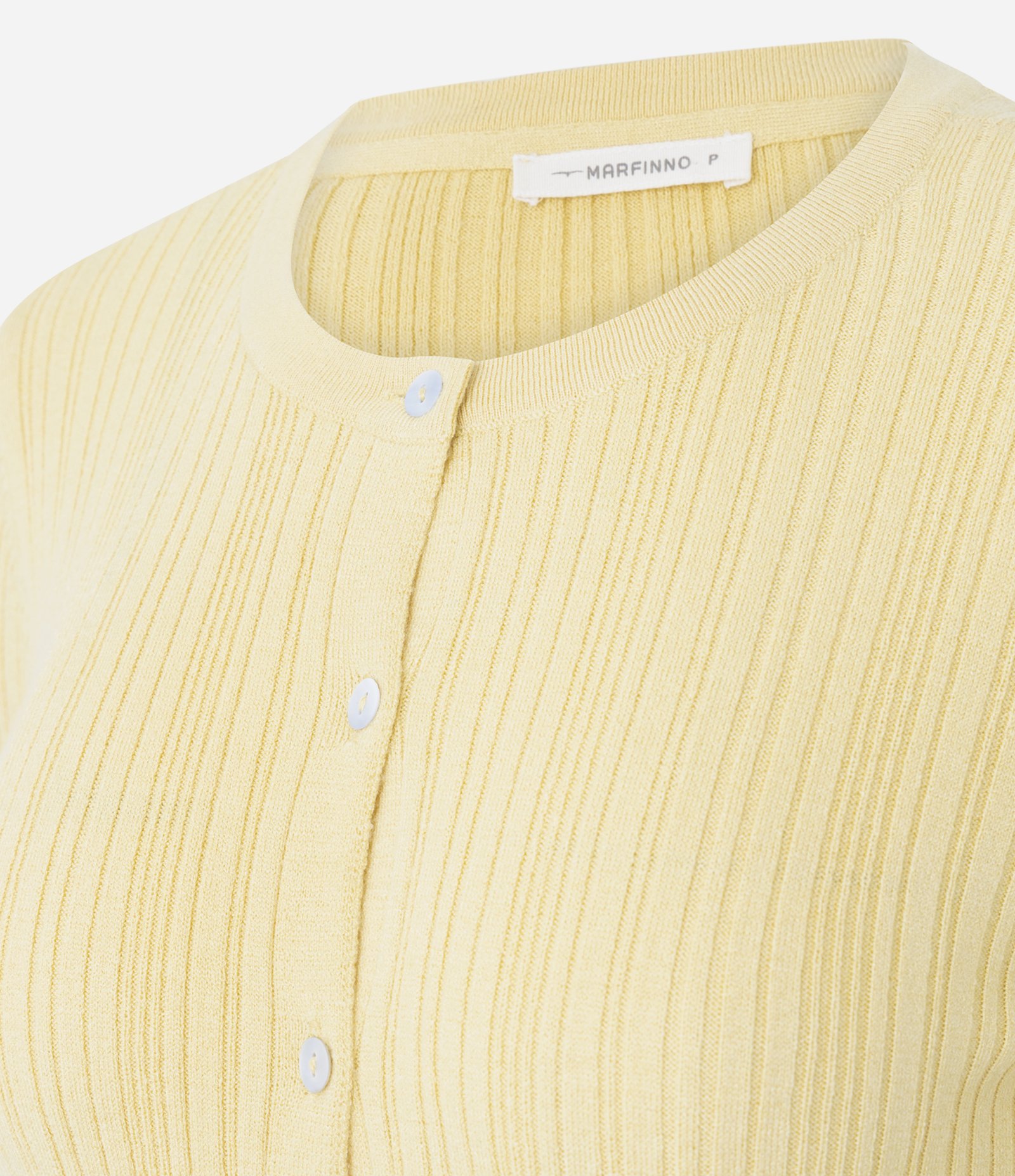 Cardigan Básico Ajustado em Tricô Canelado Amarelo 6