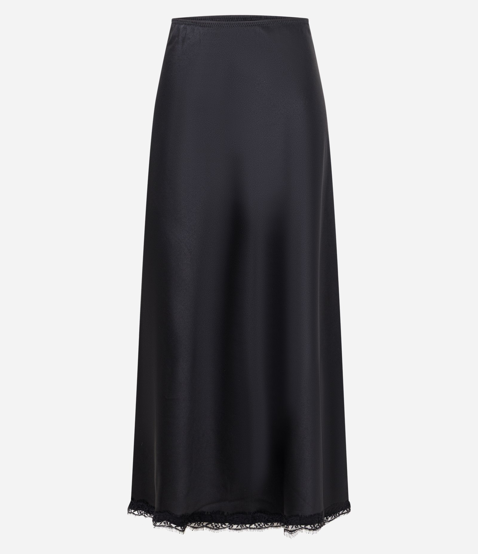 Saia New Midi em Cetim com Renda na Barra Preto 5