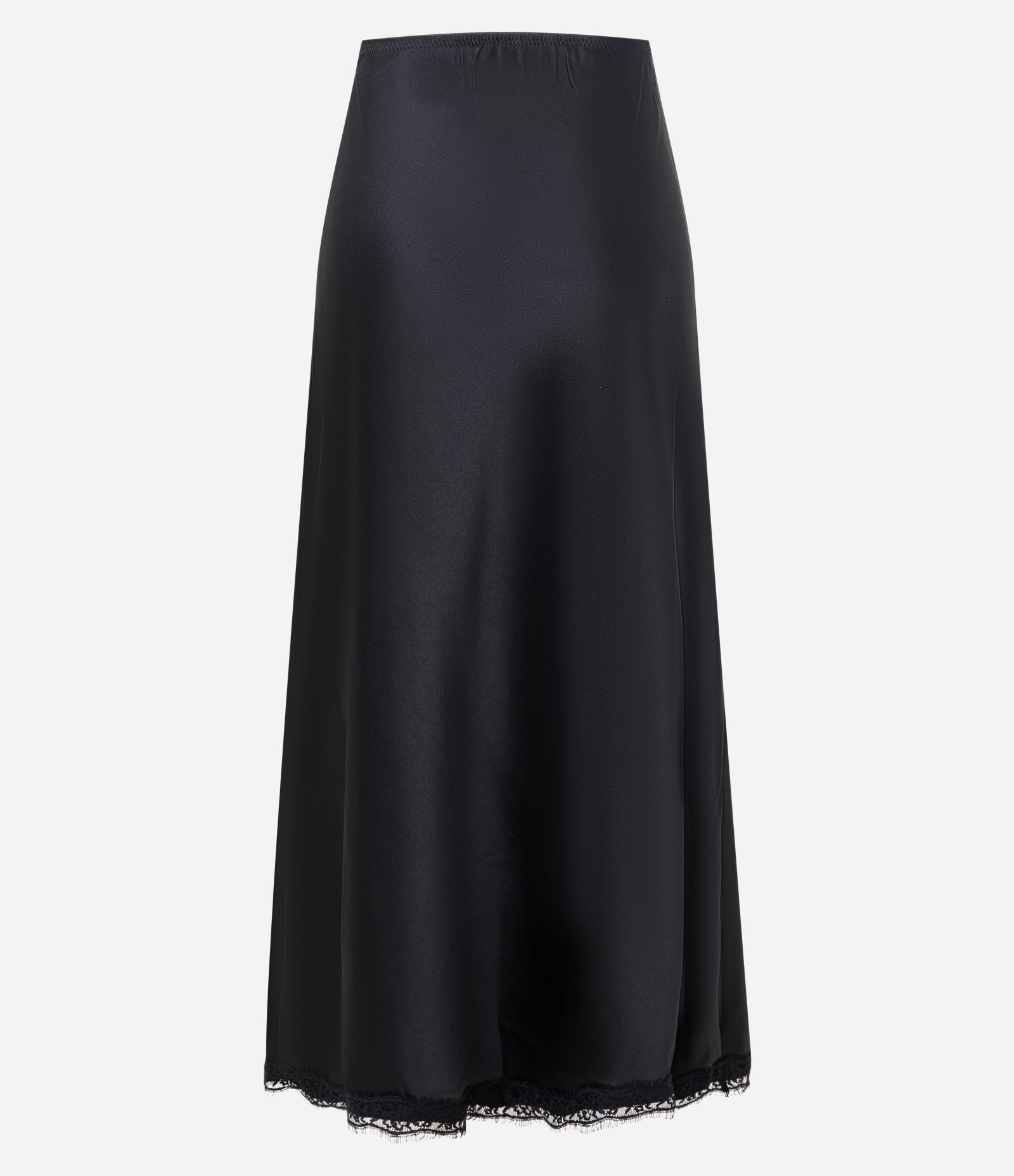 Saia New Midi em Cetim com Renda na Barra Preto 6