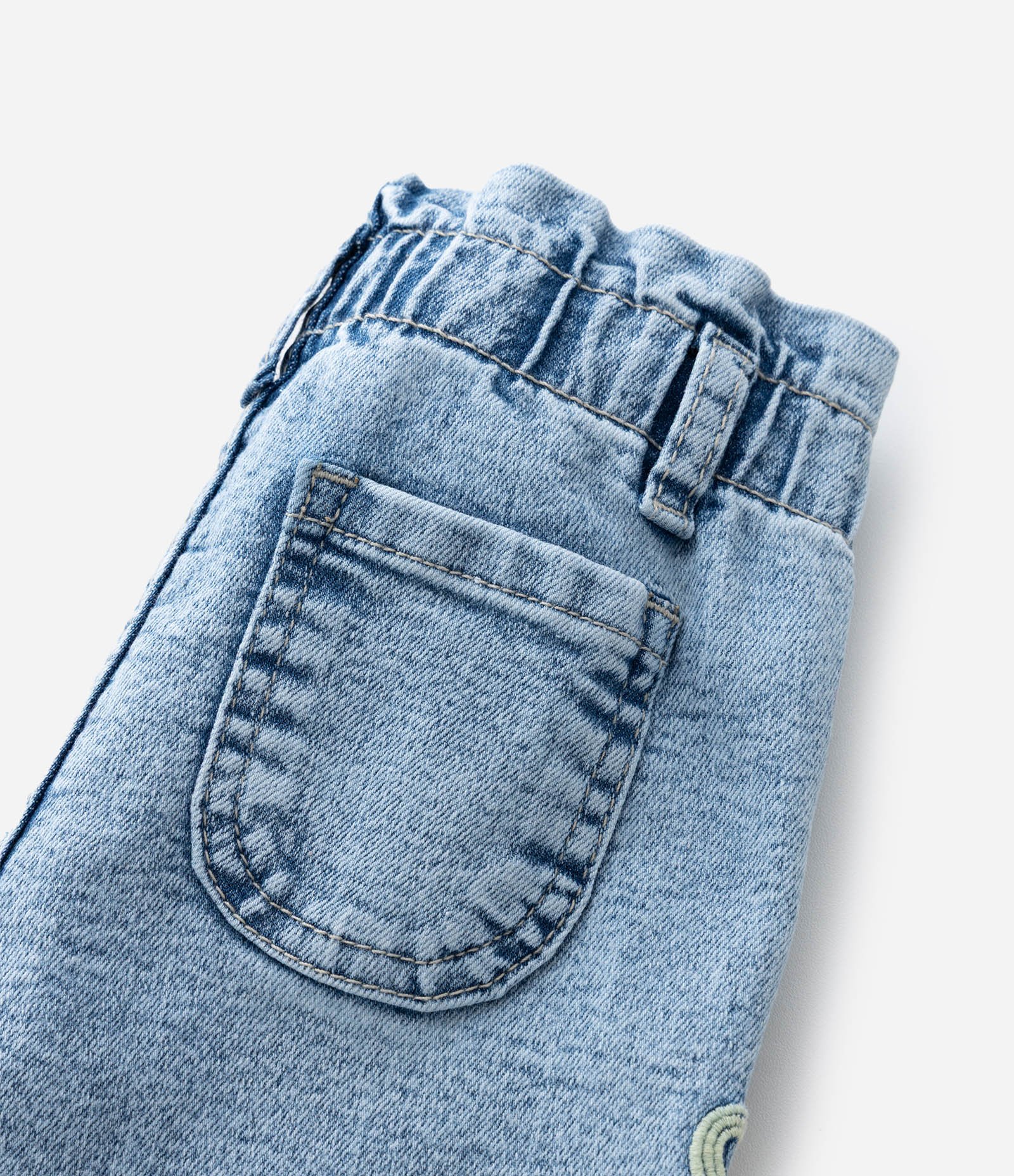 Calça Infantil em Jeans com Laços Laterais – Tam 0 a 18 Meses Azul Claro 6