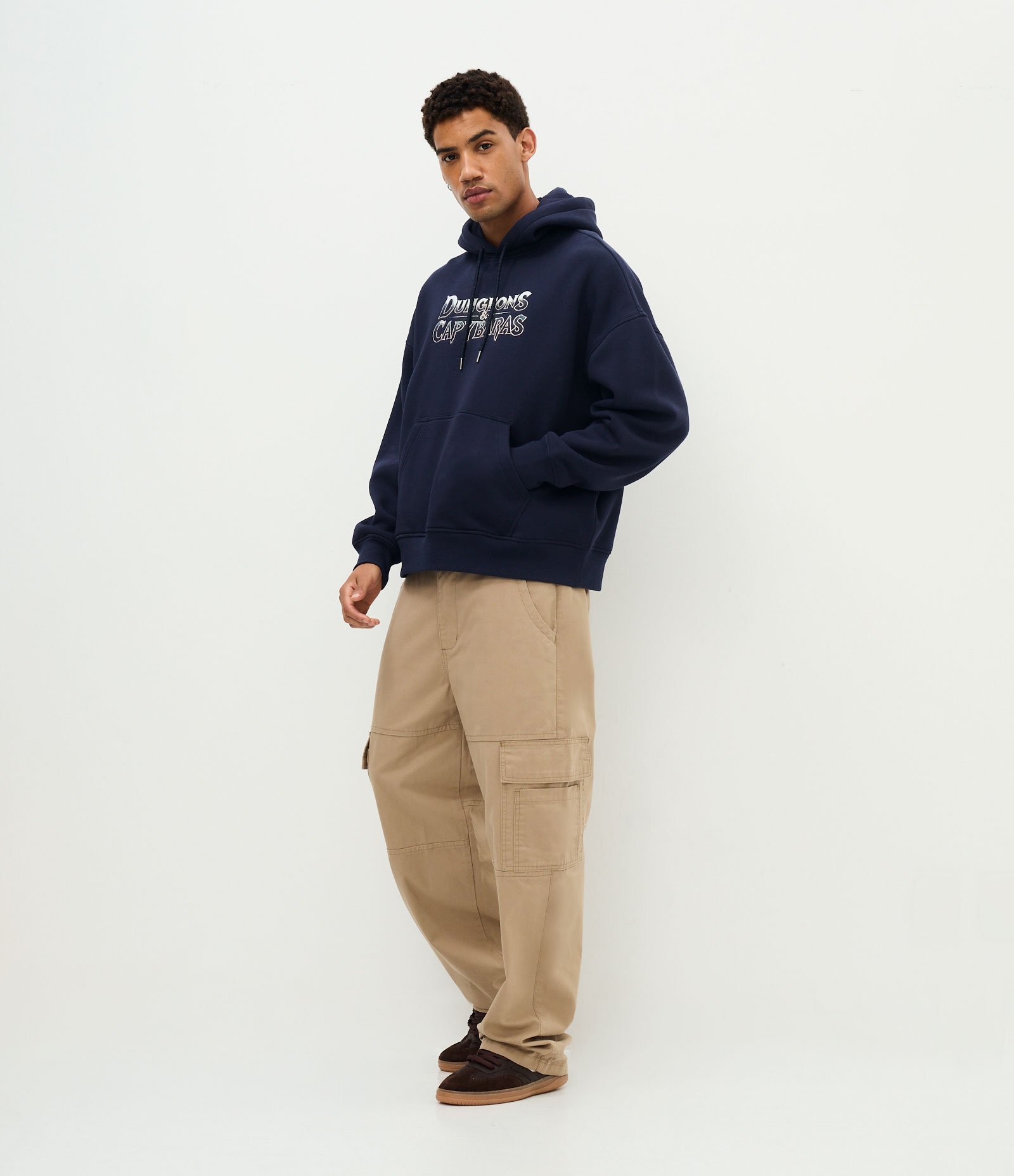 Calça Baggy Relaxed em Sarja Lisa Bege 1