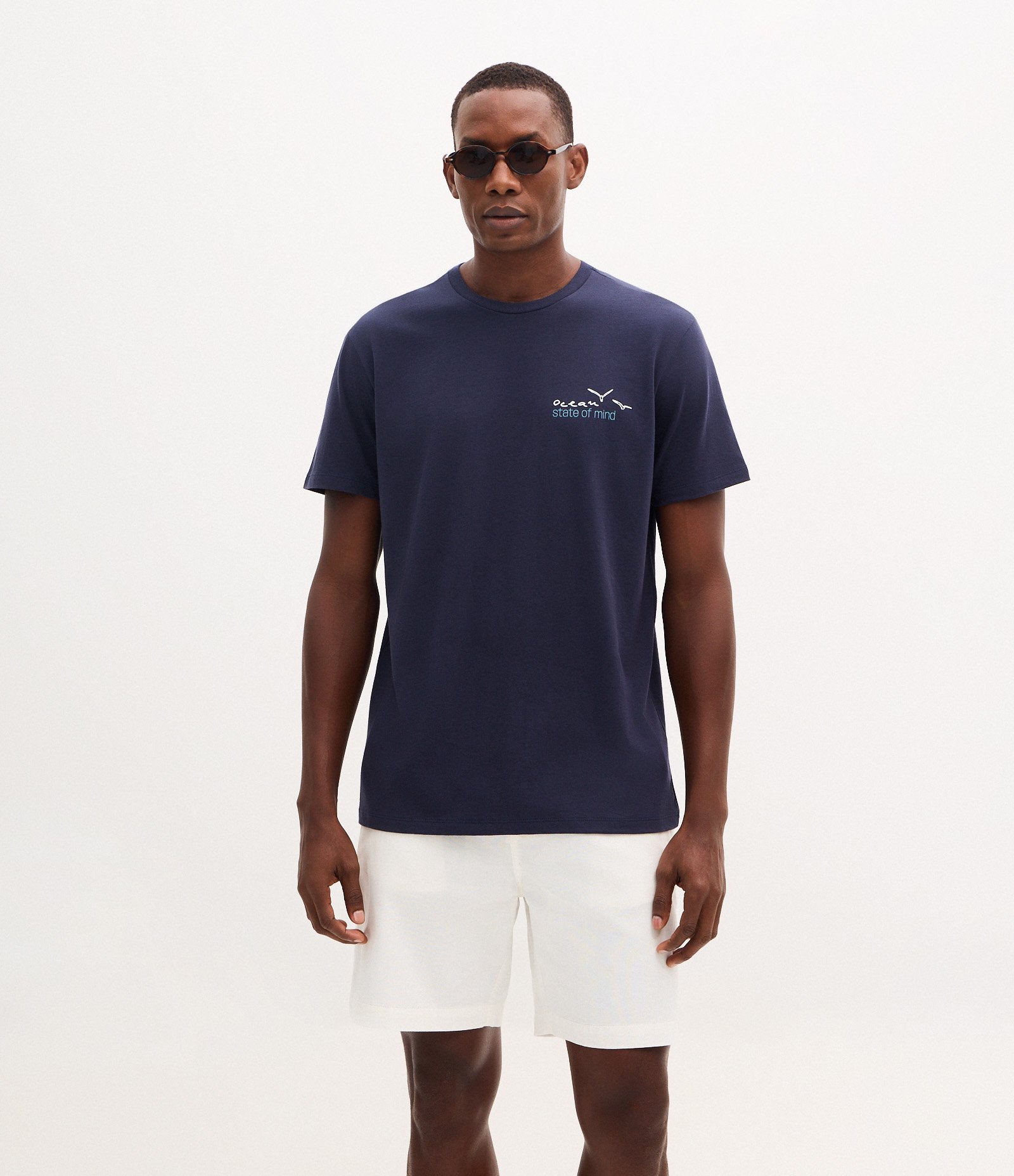 Camiseta Manga Curta em Algodão com Estampa Ocean Azul 1