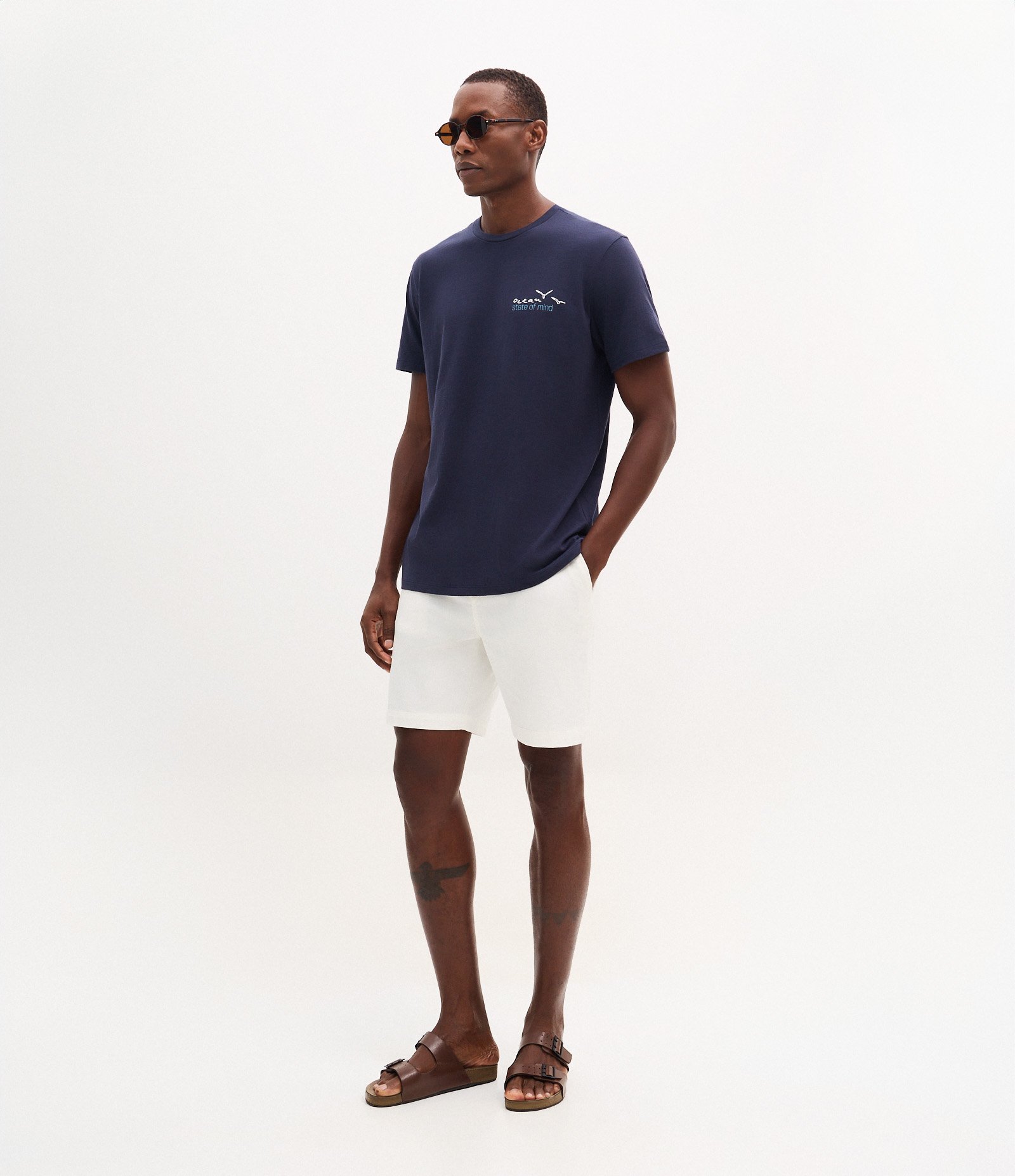 Camiseta Manga Curta em Algodão com Estampa Ocean Azul 2