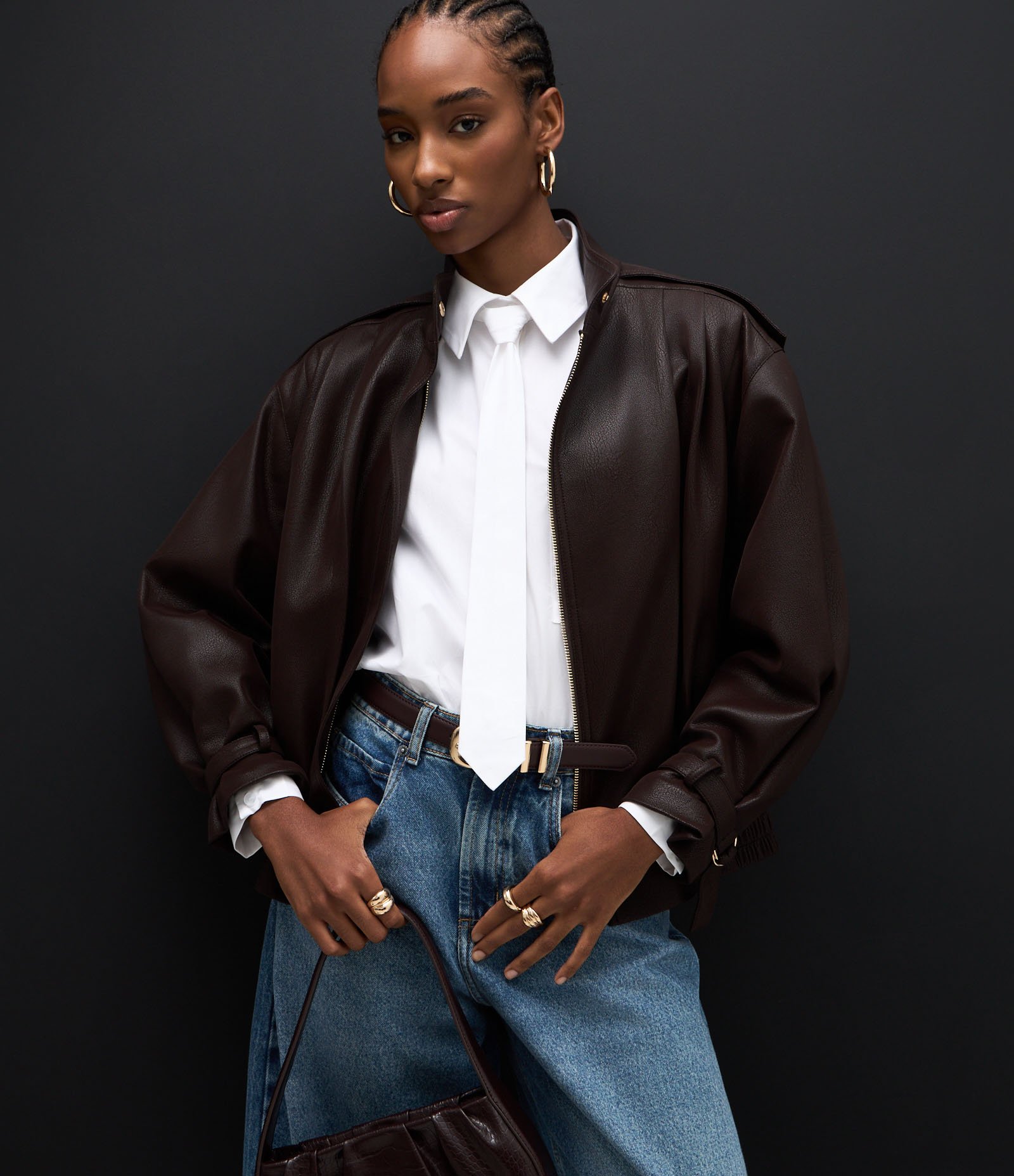 Camisa Alongada em Algodão com Gravata Branco 5