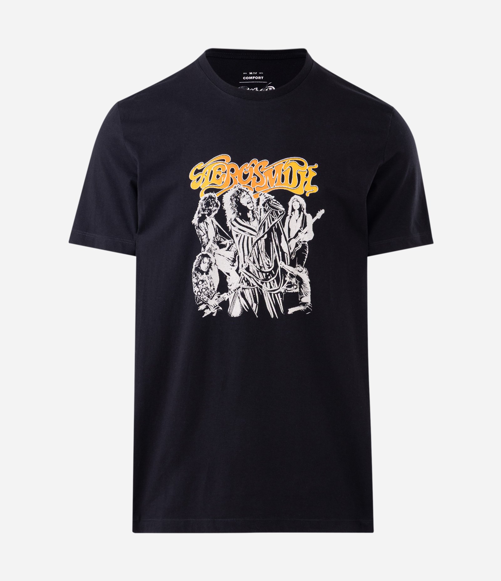 Camiseta Regular em Algodão com Estampa da Banda Aerosmith Preto 5