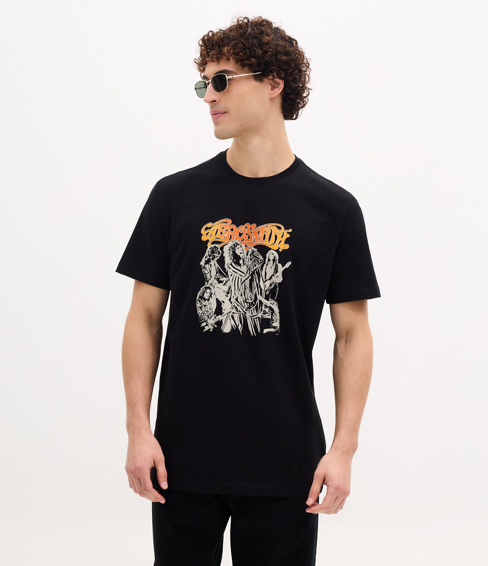 Camiseta Regular em Algodão com Estampa da Banda Aerosmith Preto 1