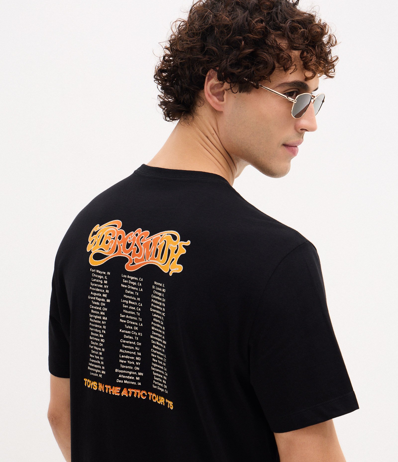 Camiseta Regular em Algodão com Estampa da Banda Aerosmith Preto 3