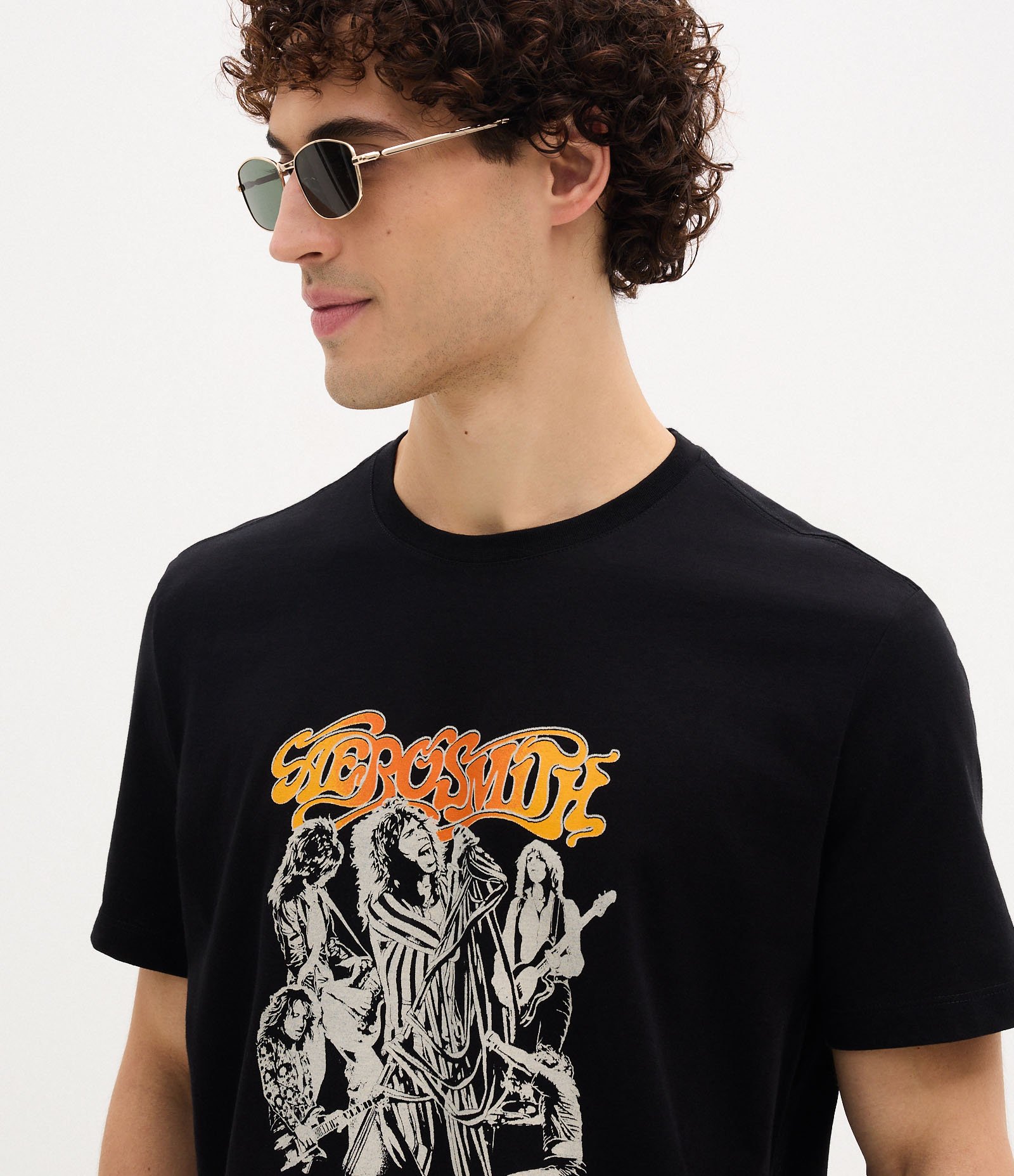 Camiseta Regular em Algodão com Estampa da Banda Aerosmith Preto 4
