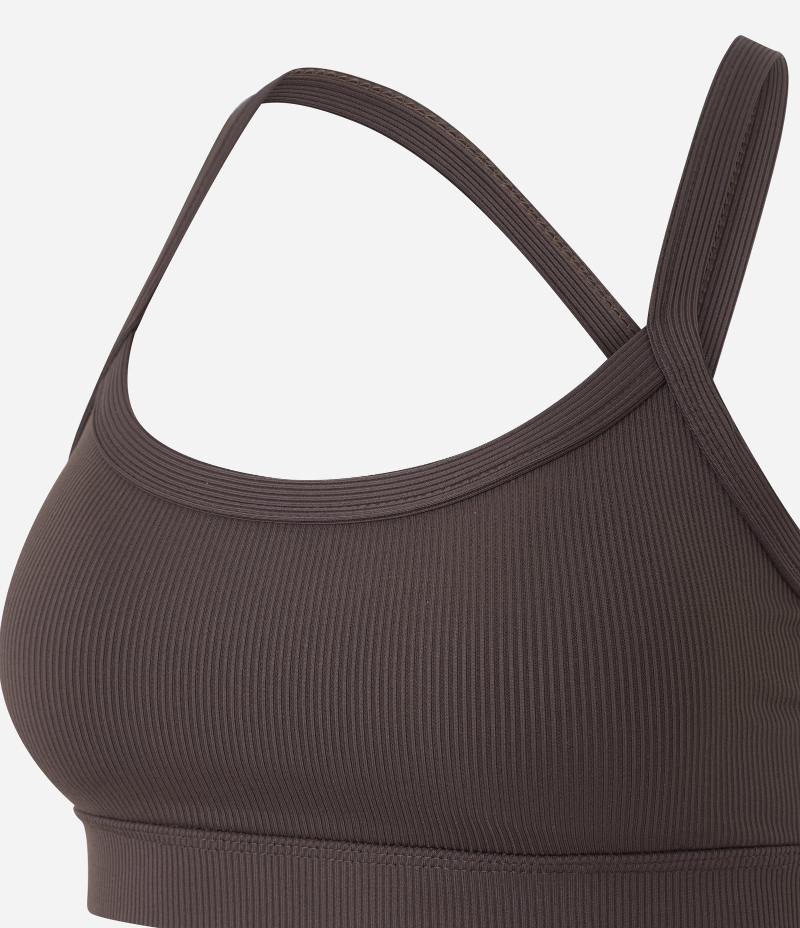 Top Esportivo Canelado com Alça Cruzada Marrom 6