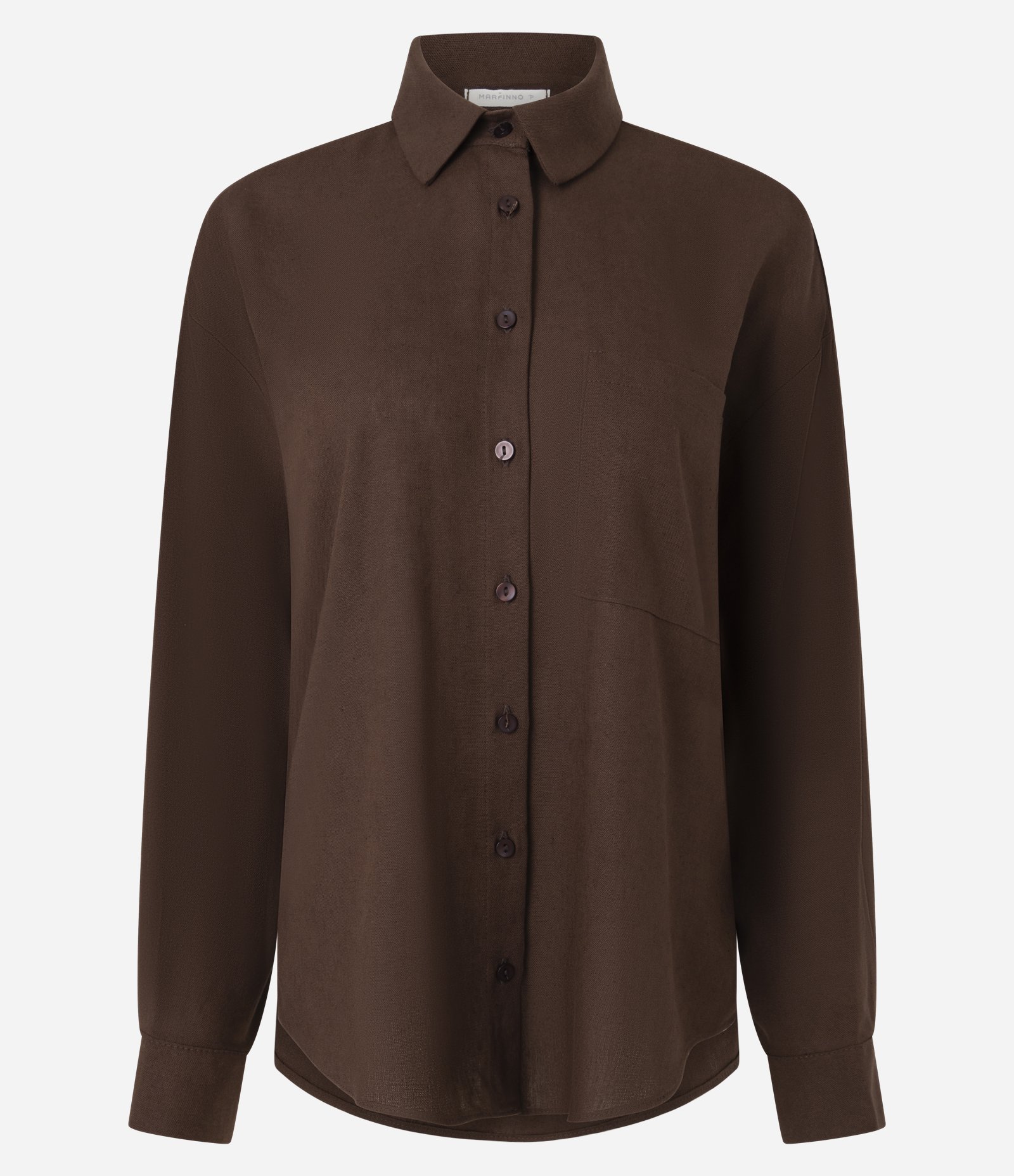 Camisa em Viscolinho com Fechamento por Botões Marrom 5