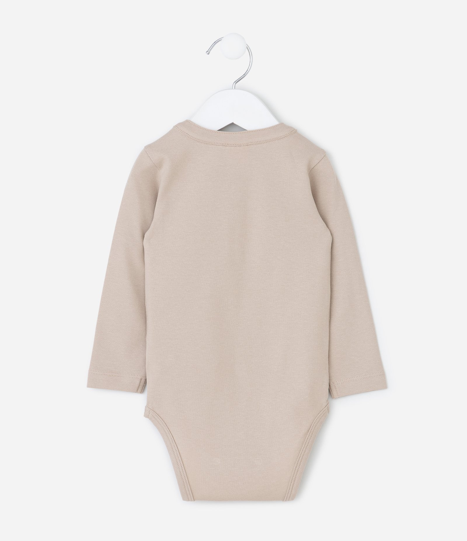 Body Infantil em Piquet com Gola Henley e Botões – Tam 0 a 18 Meses Bege 3
