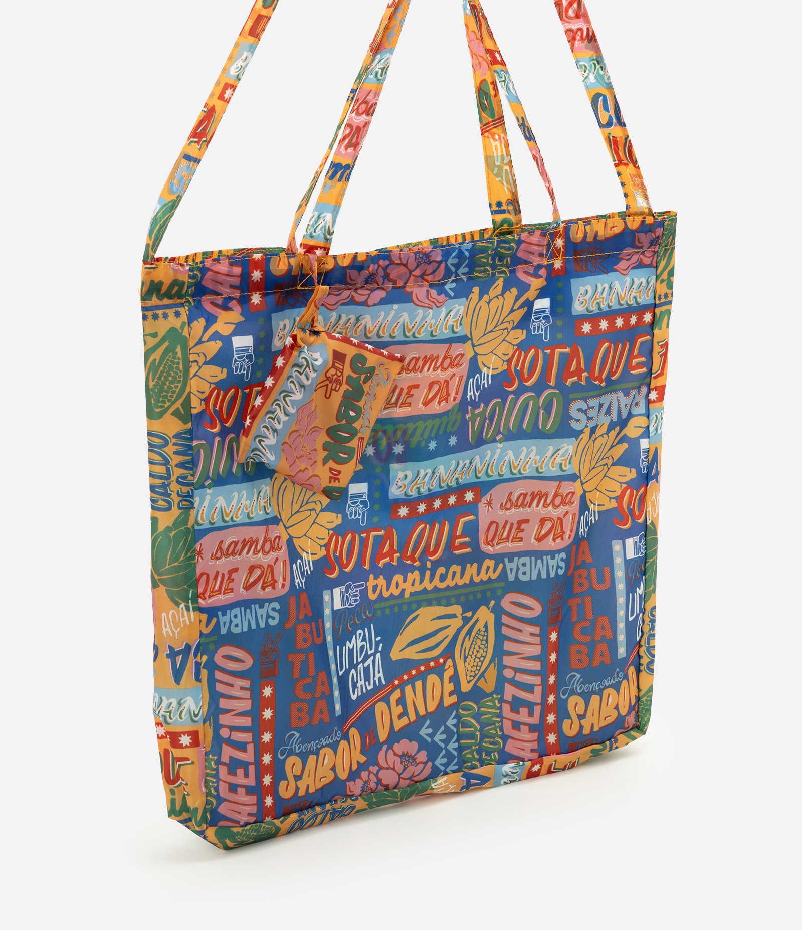 Sacola Dobrável com Estampa Gráfica em Lettering Multicores 1