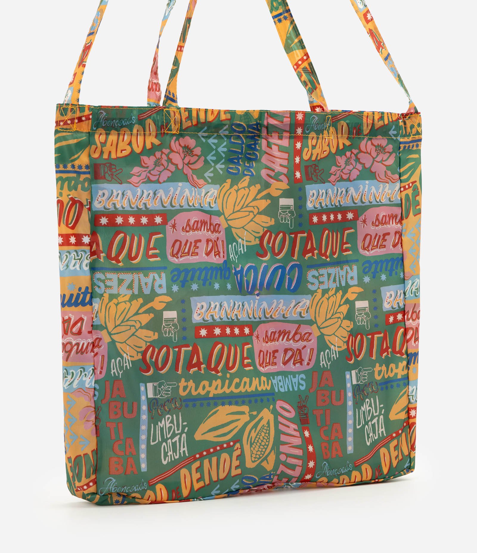 Sacola Dobrável com Estampa Gráfica em Lettering Multicores 3