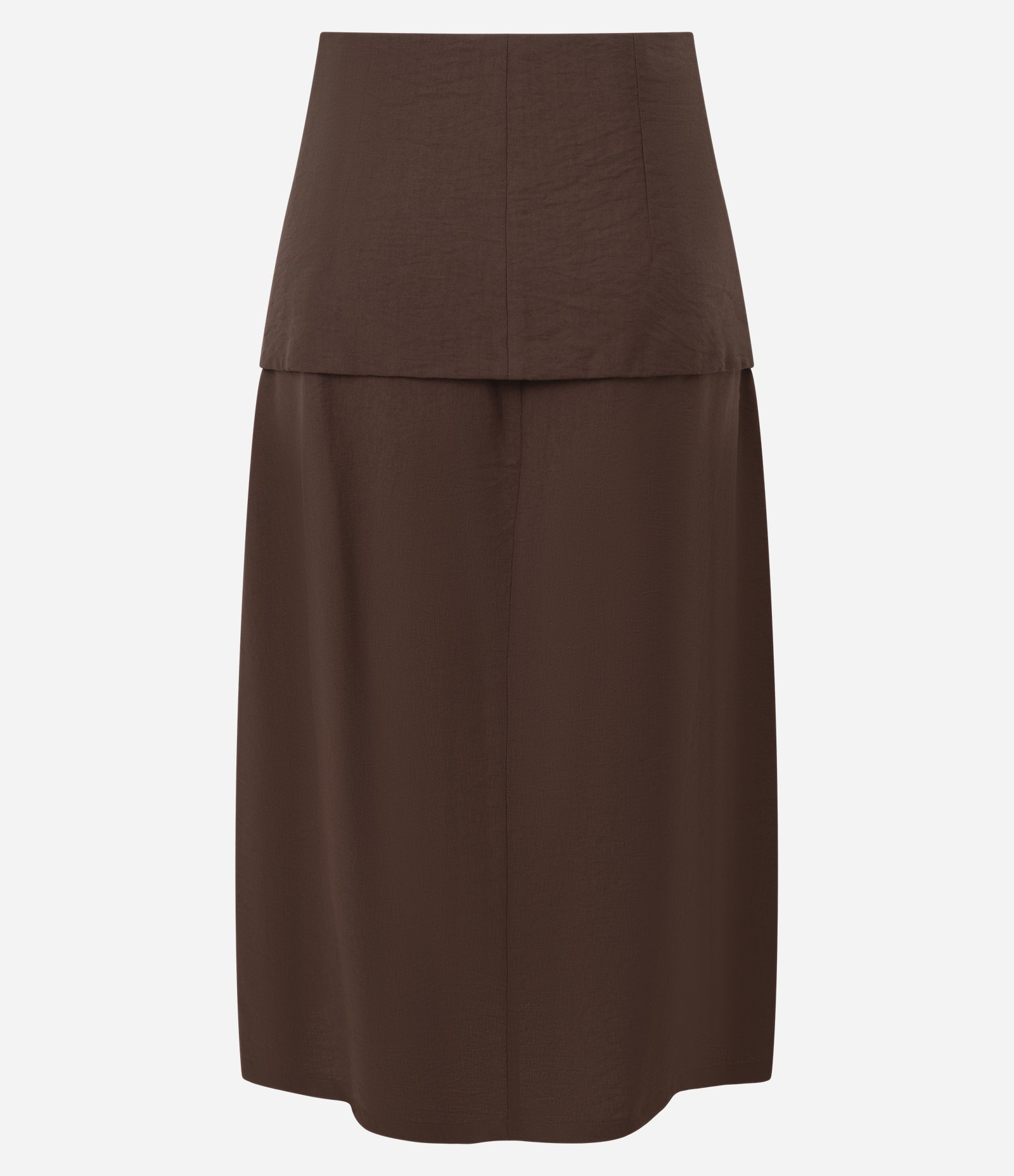 Saia Midi em Viscose Com Pala Sobreposta Marrom 7