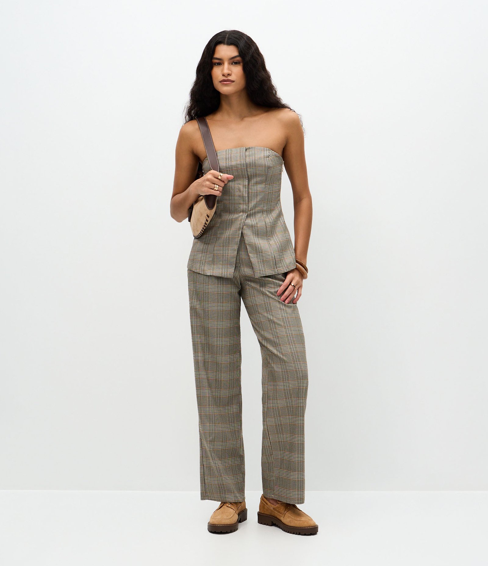 Calça Alfaiatada com Estampa Xadrez Multicores 1