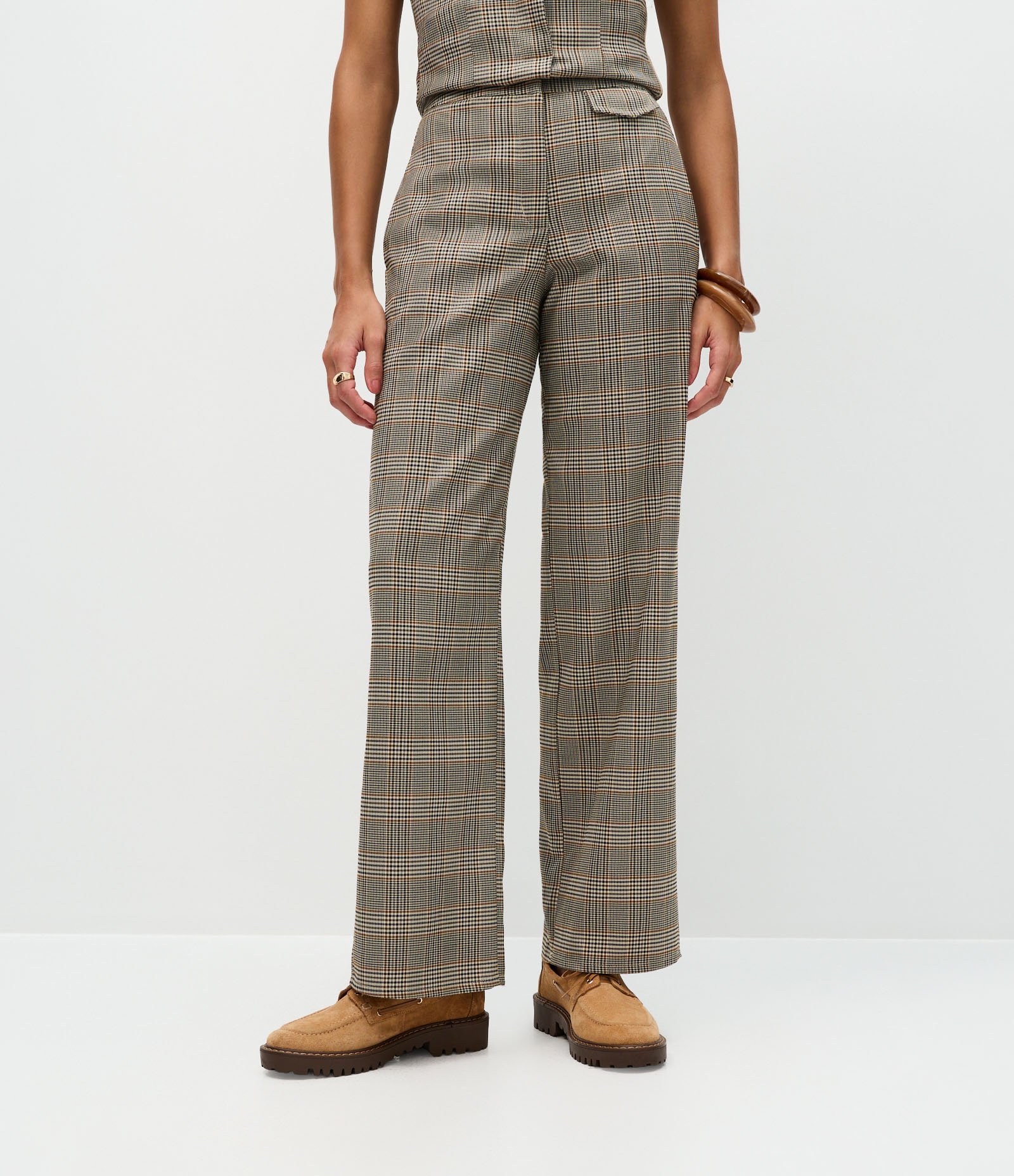 Calça Alfaiatada com Estampa Xadrez Multicores 3