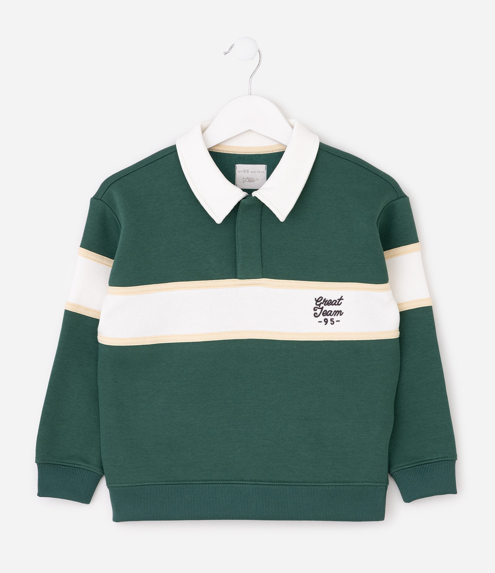 Casaco Infantil com Gola Polo e Recortes Contrastantes – Tam 1 a 6 Anos Verde 1