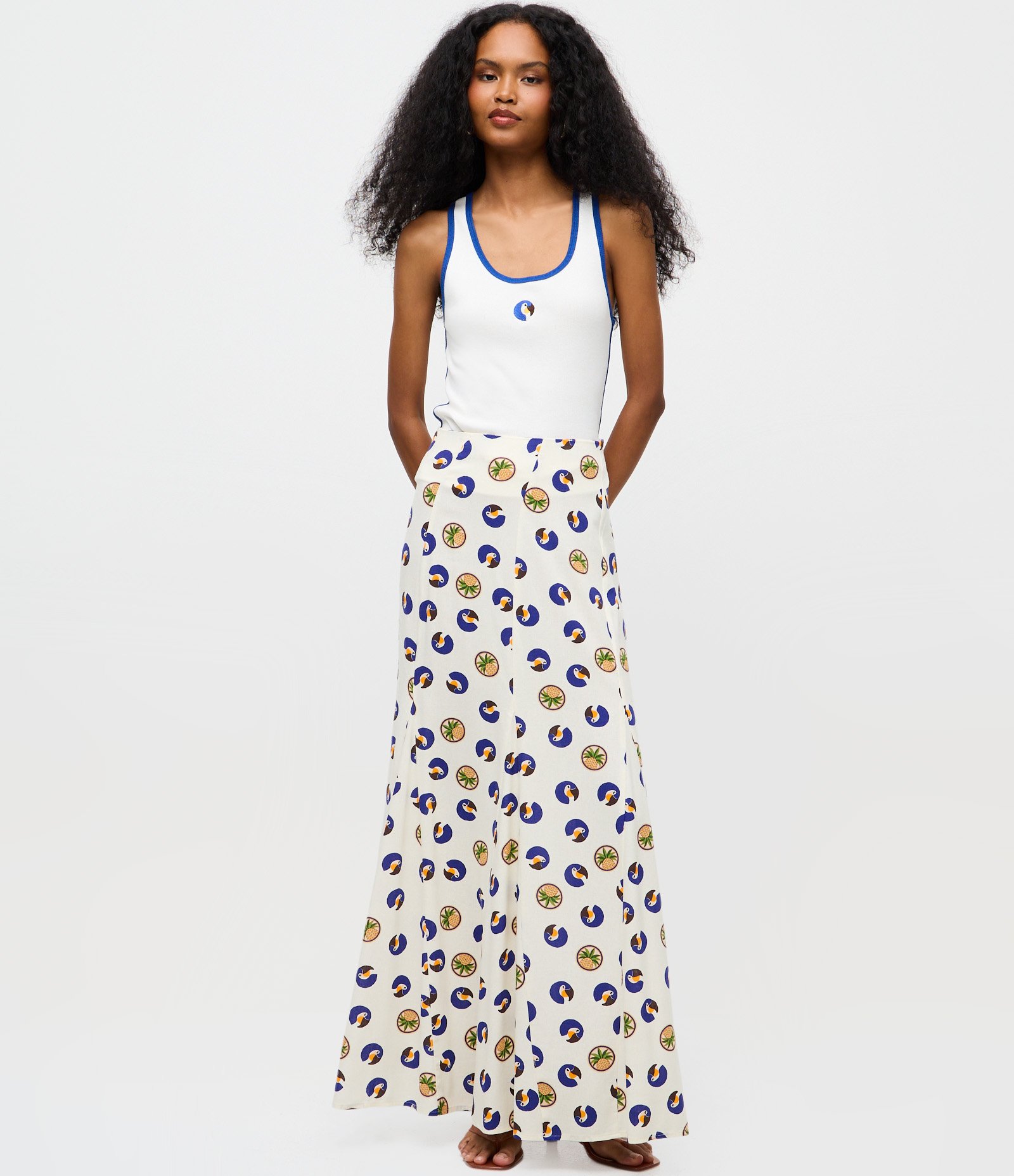 Regata com Bordado Tucano e Viés Contrastante Branco 2