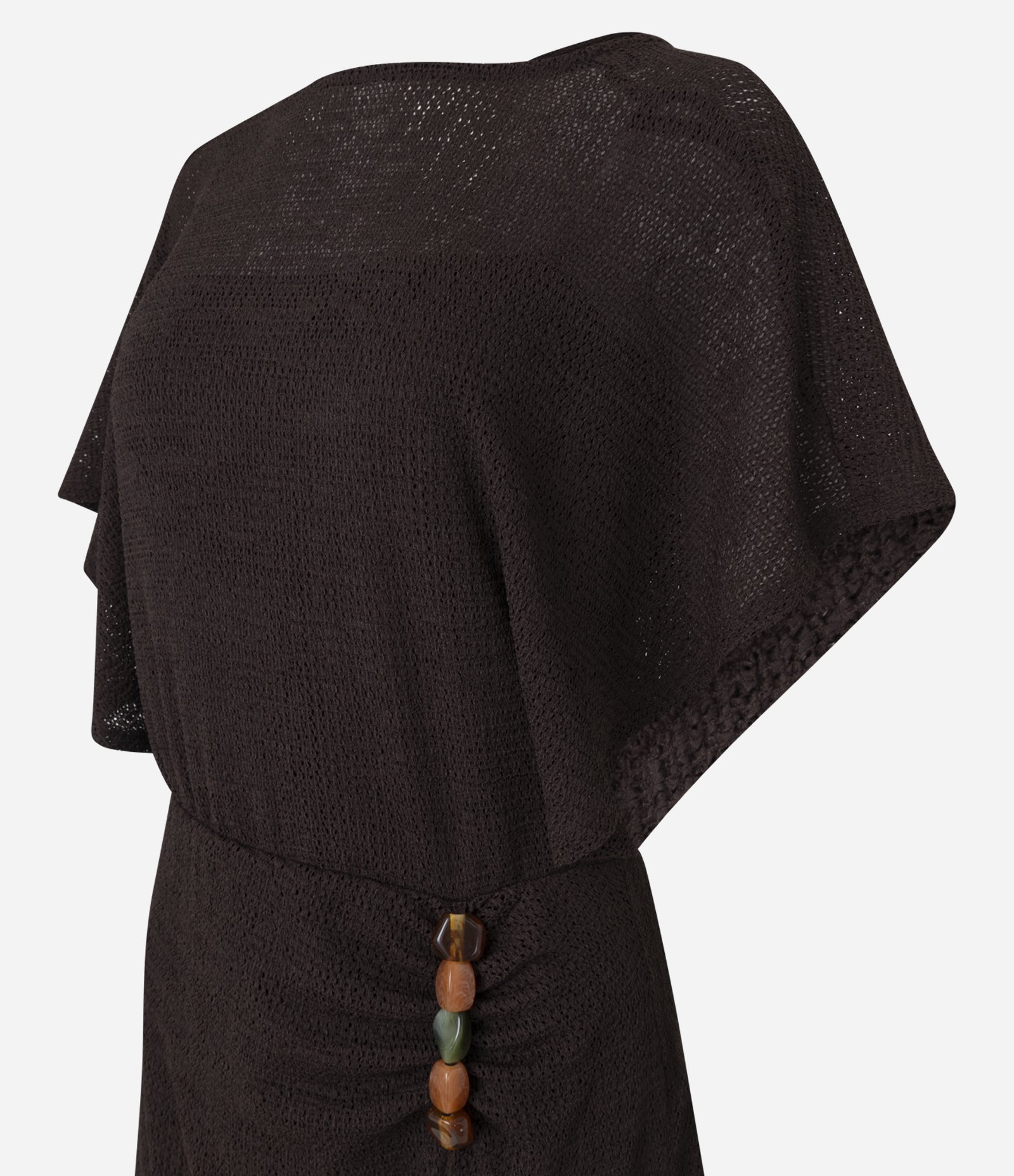 Vestido Longo em Tricô com Decote V nas Costas Marrom 6