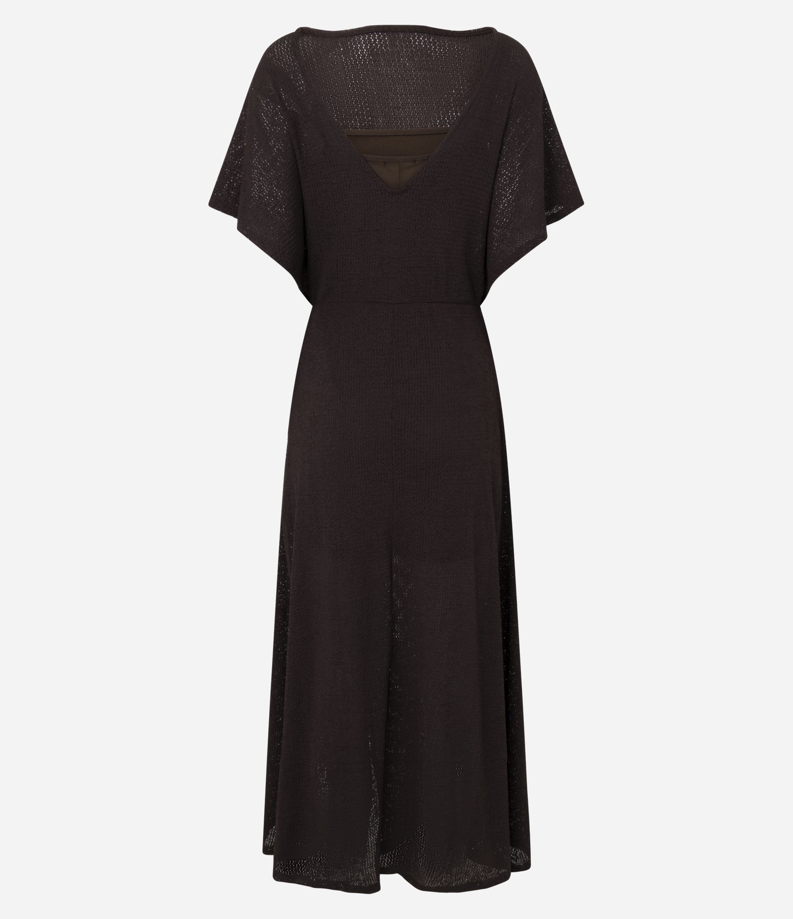 Vestido Longo em Tricô com Decote V nas Costas Marrom 7