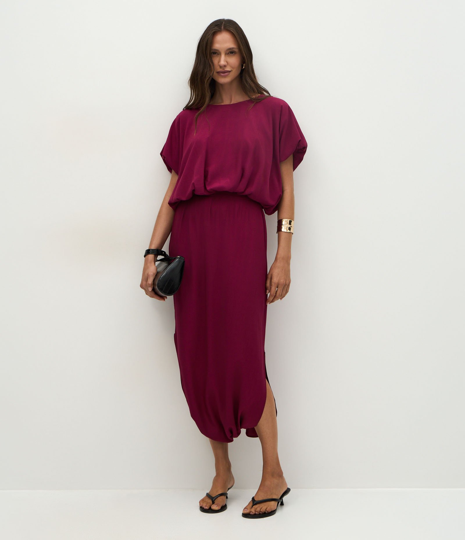 Blusa em Viscose com Efeito Balonê e Mangas Curtas Vermelho 2