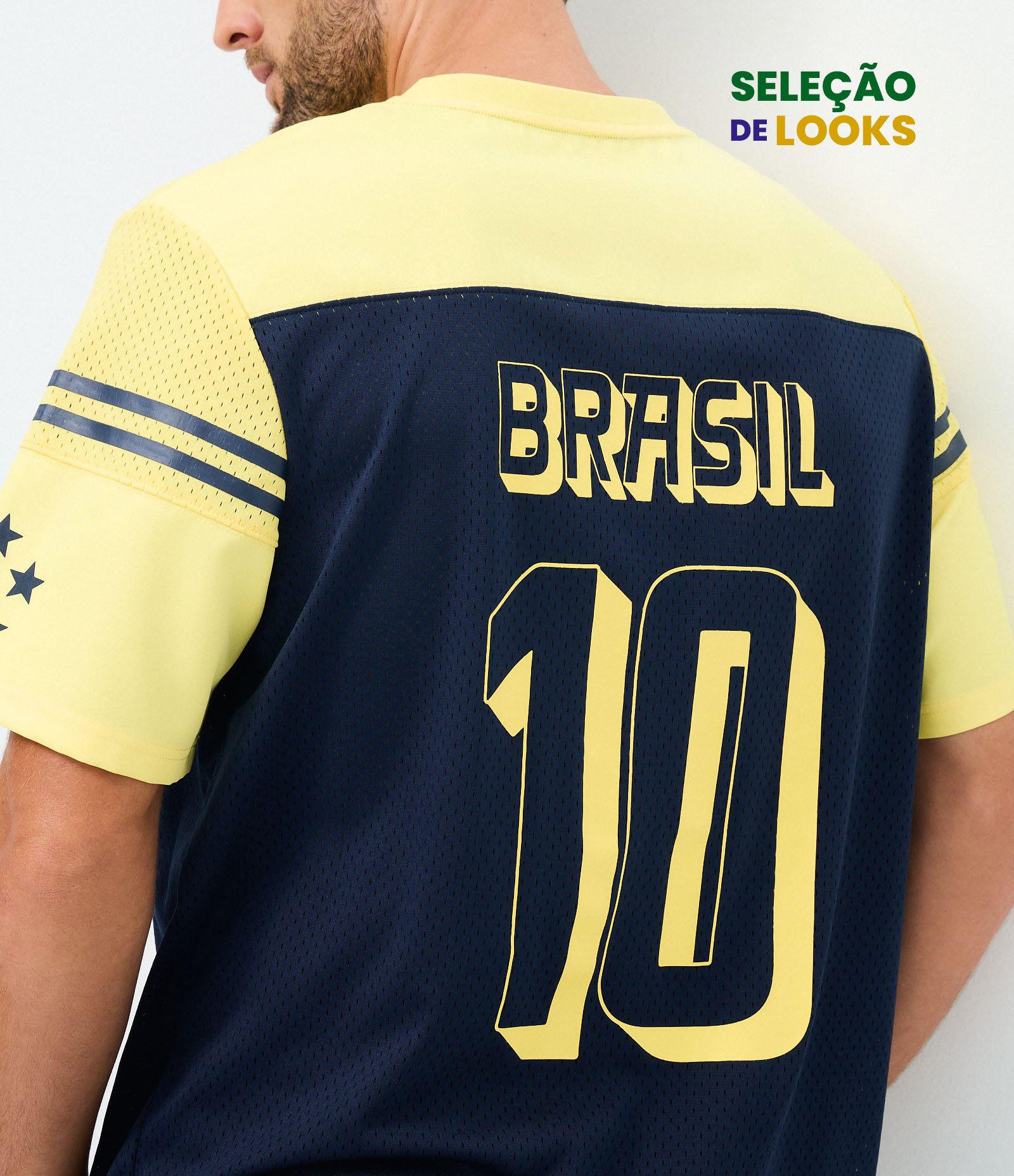 Camiseta Esportiva com Tecnologia Dry e Estampa Brasil Azul 1
