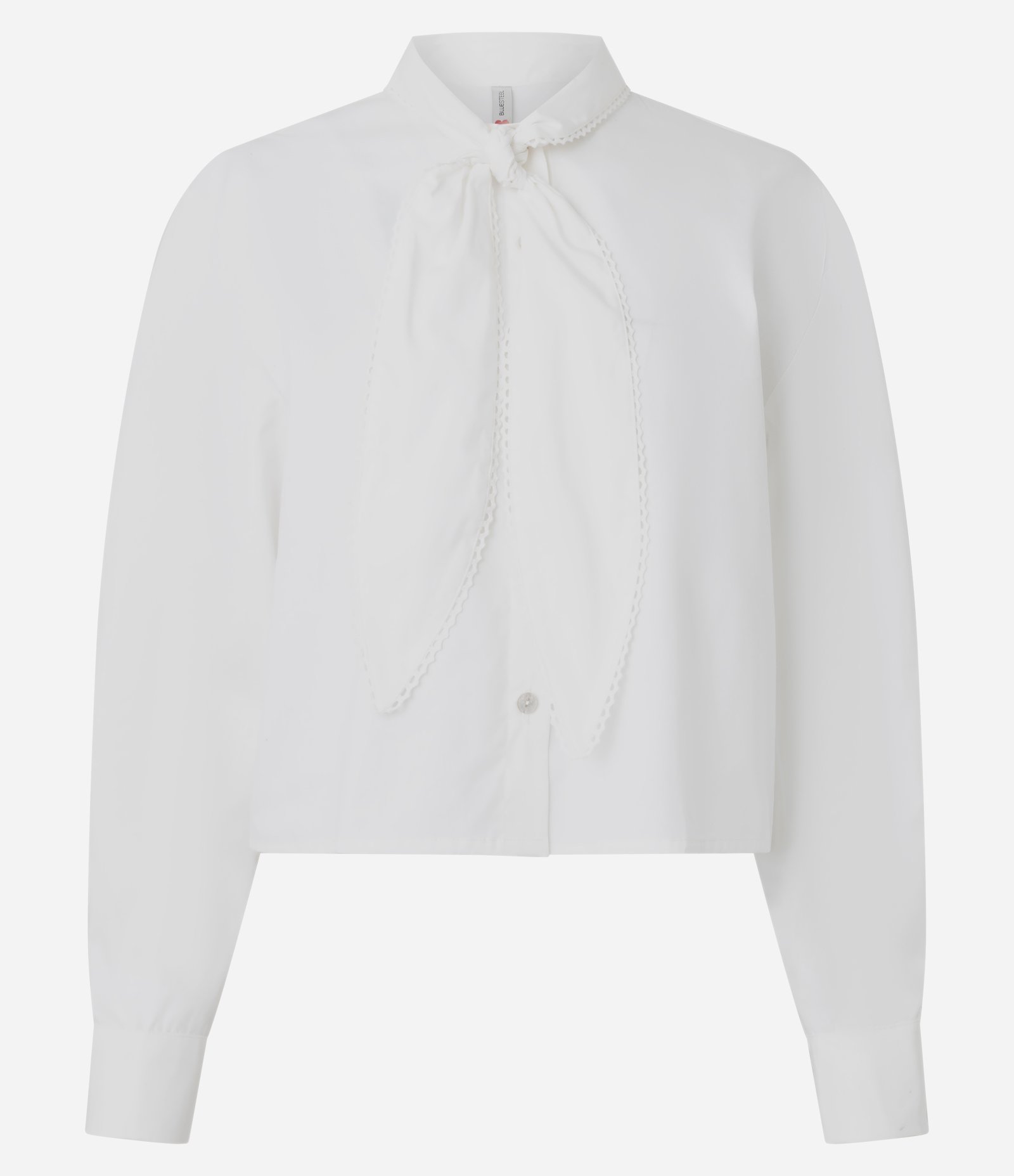 Camisa em Algodão com Amarração na Gola Branco 1