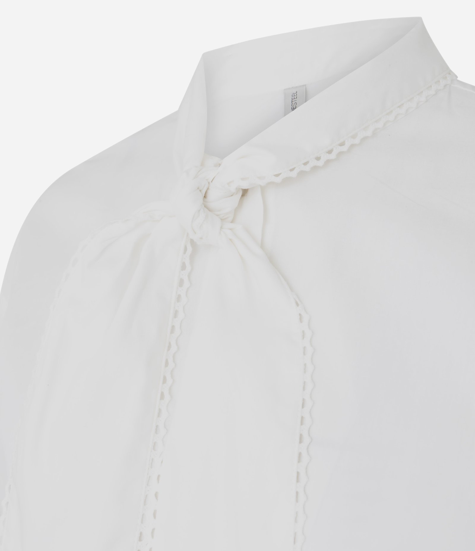 Camisa em Algodão com Amarração na Gola Branco 2