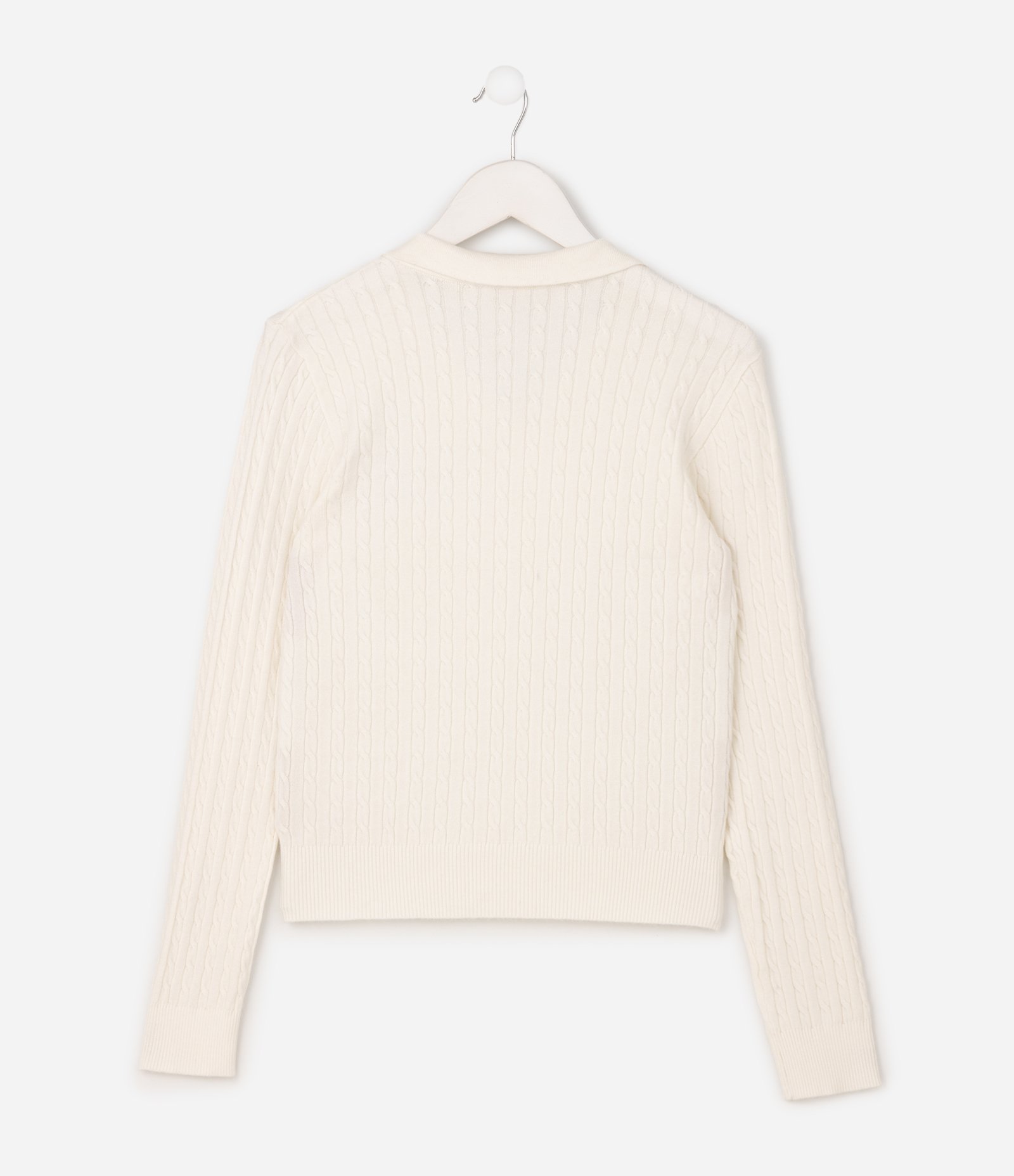 Suéter Infantil em Tricô com Gola Polo e Bordado Urso – Tam 5 a 14 Anos Off White 2