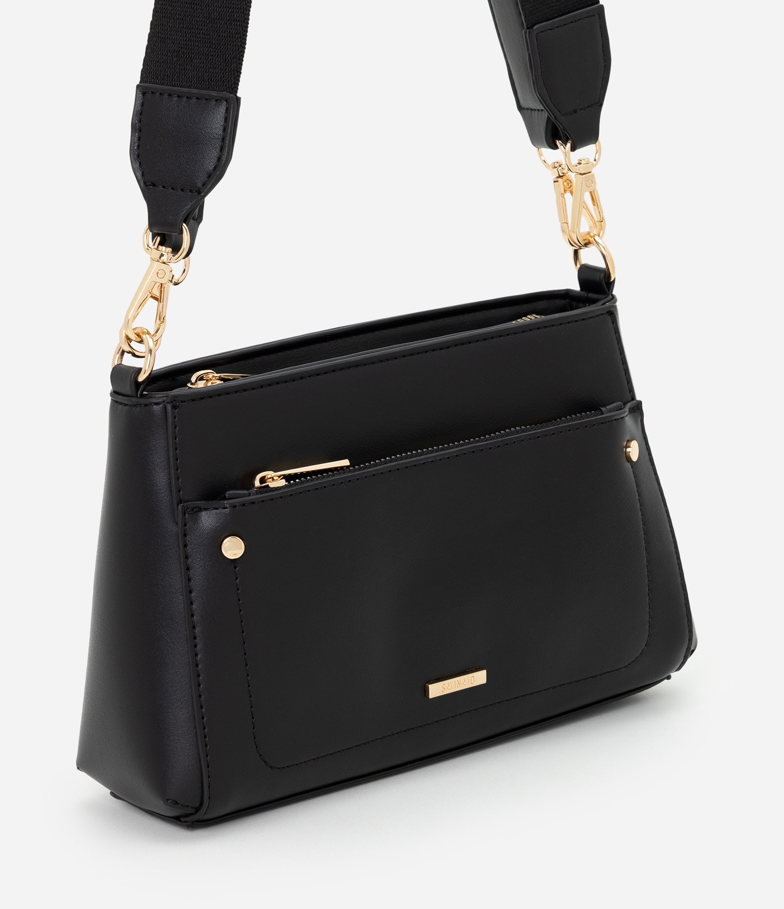 Bolsa Média Transversal com Alça Removível e Ajustável Preto 1