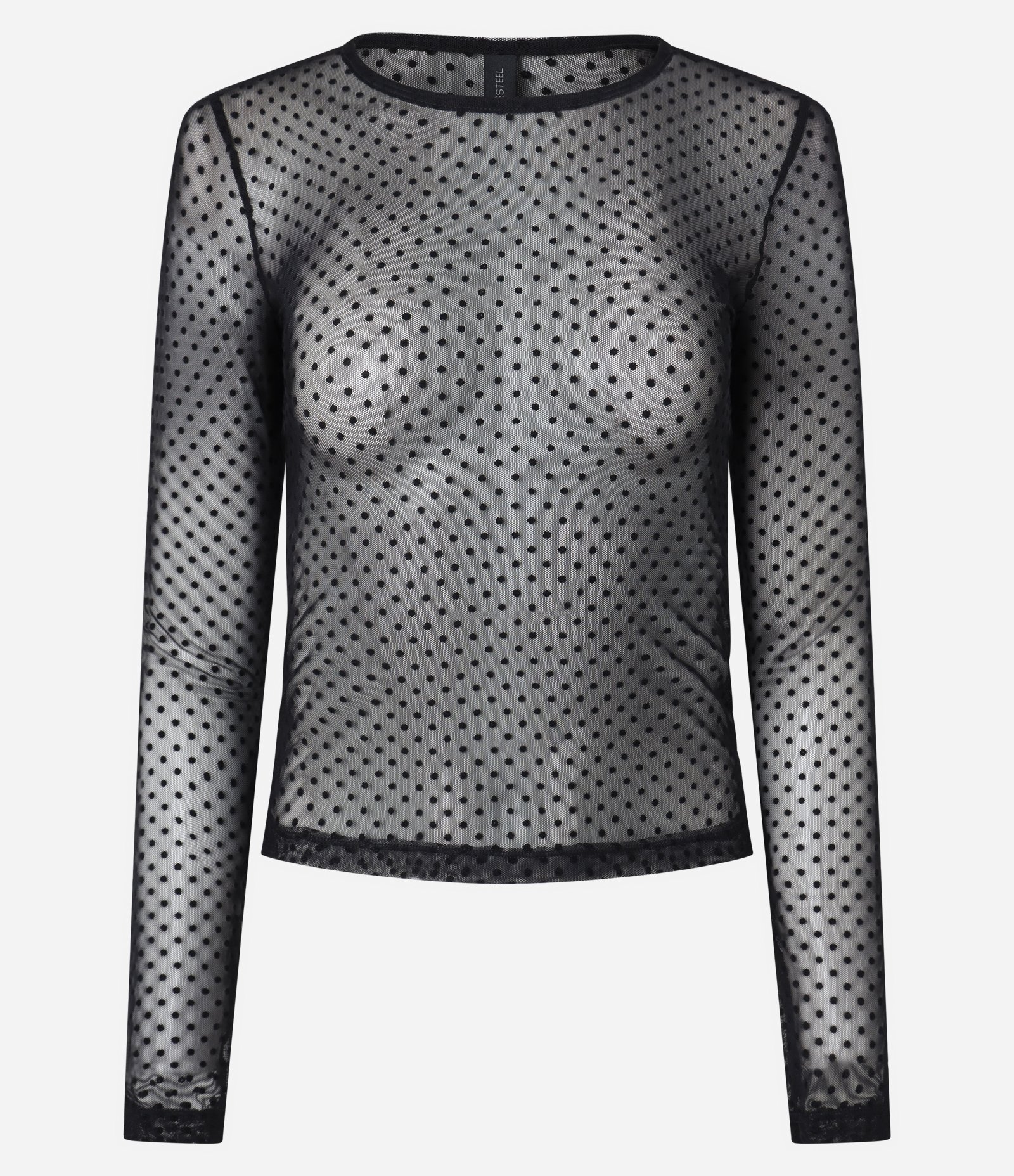 Blusa Segunda Pele em Tule Flocado Preto 5