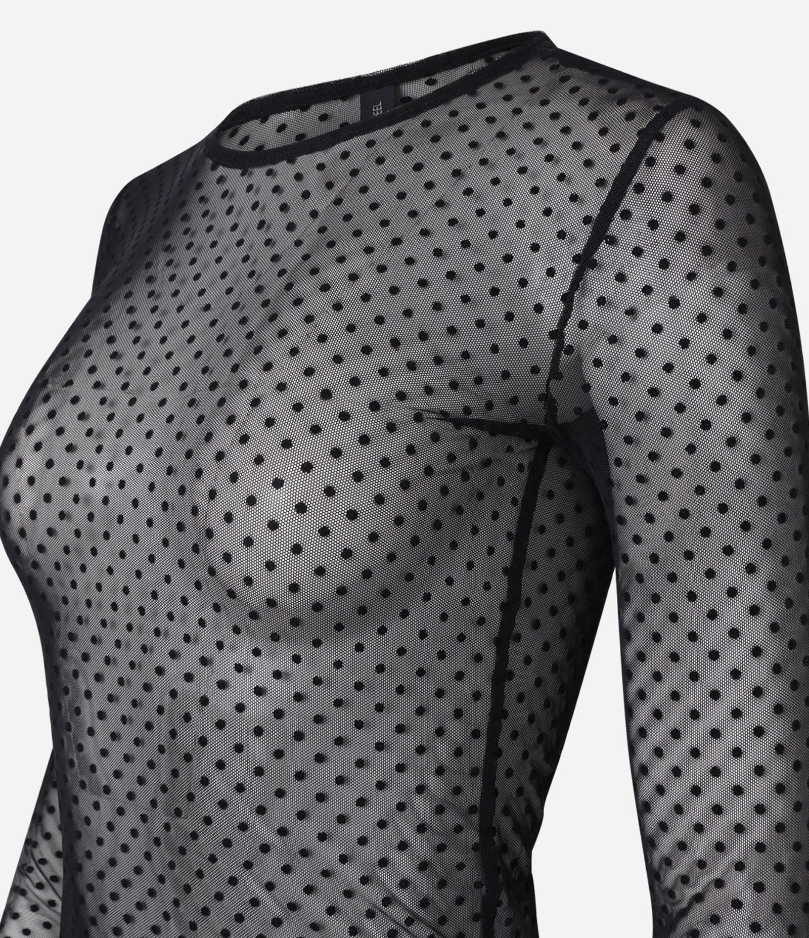 Blusa Segunda Pele em Tule Flocado Preto 6