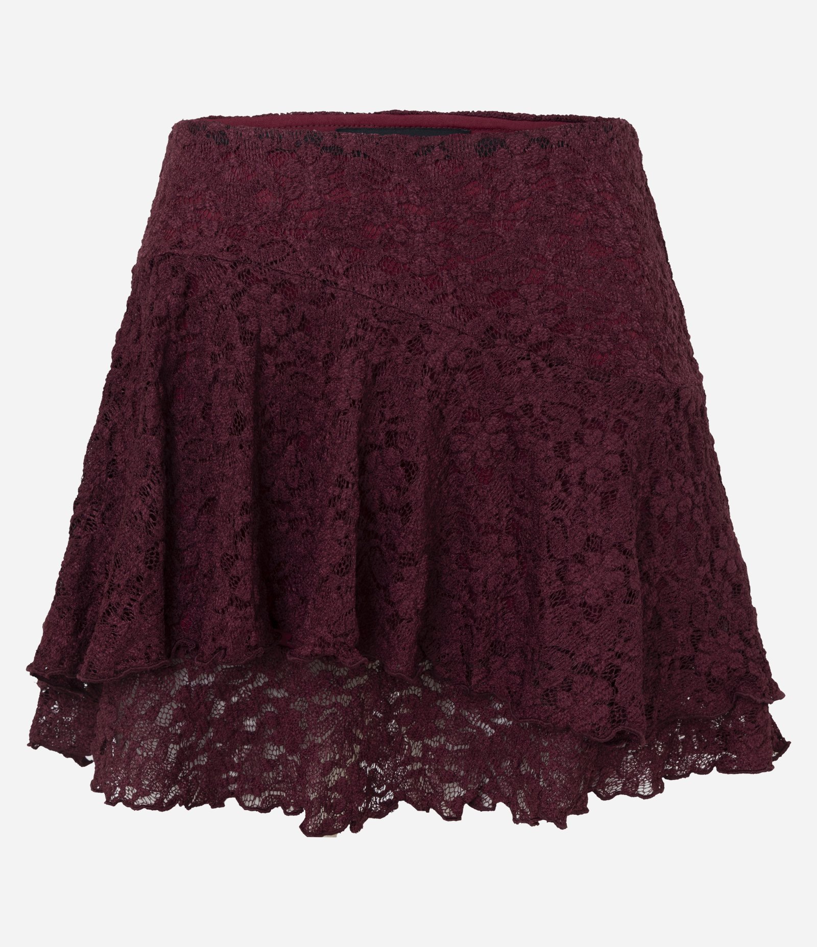 Saia Curta em Renda com Babado Assimétrico Vermelho 4