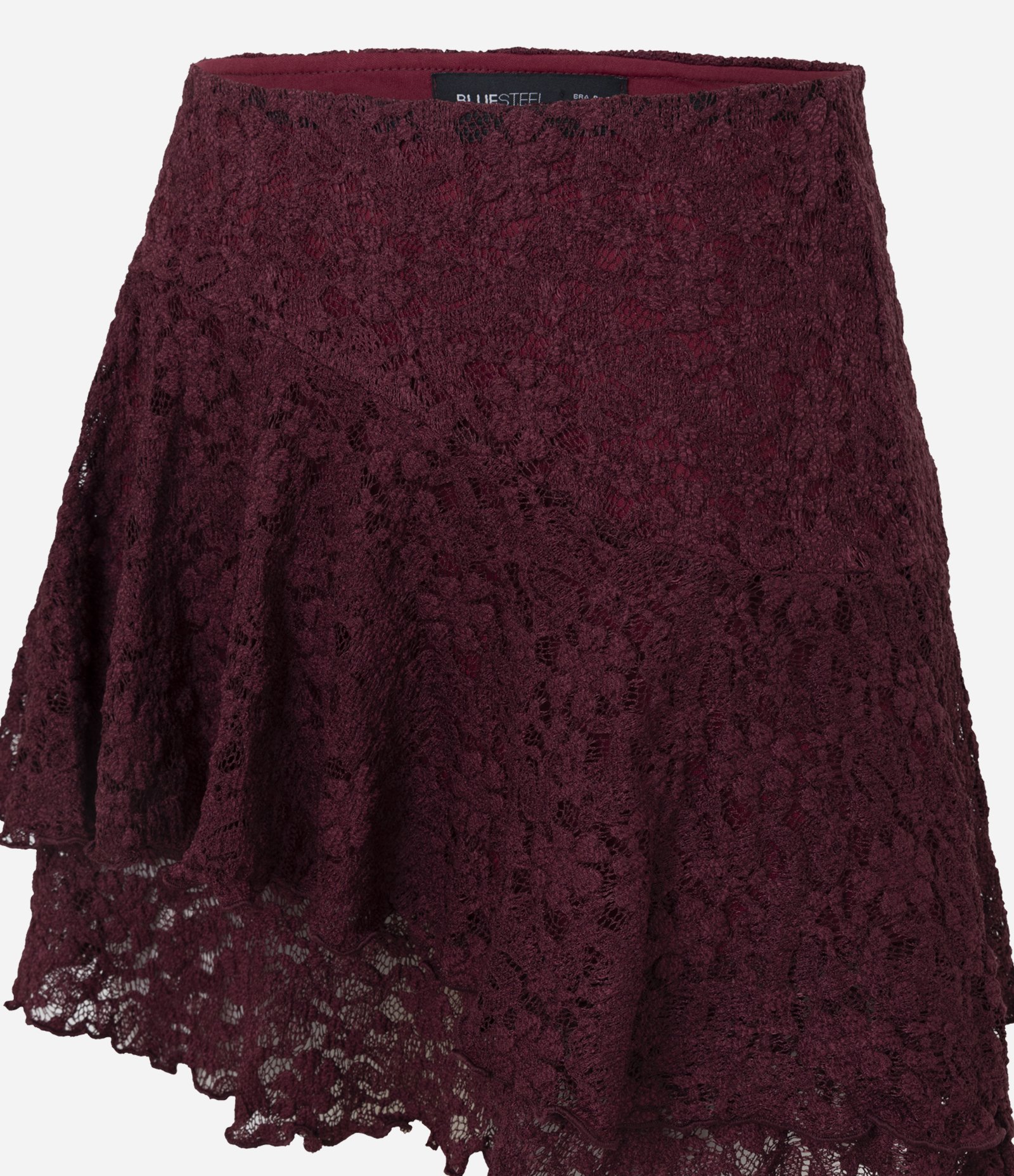 Saia Curta em Renda com Babado Assimétrico Vermelho 5