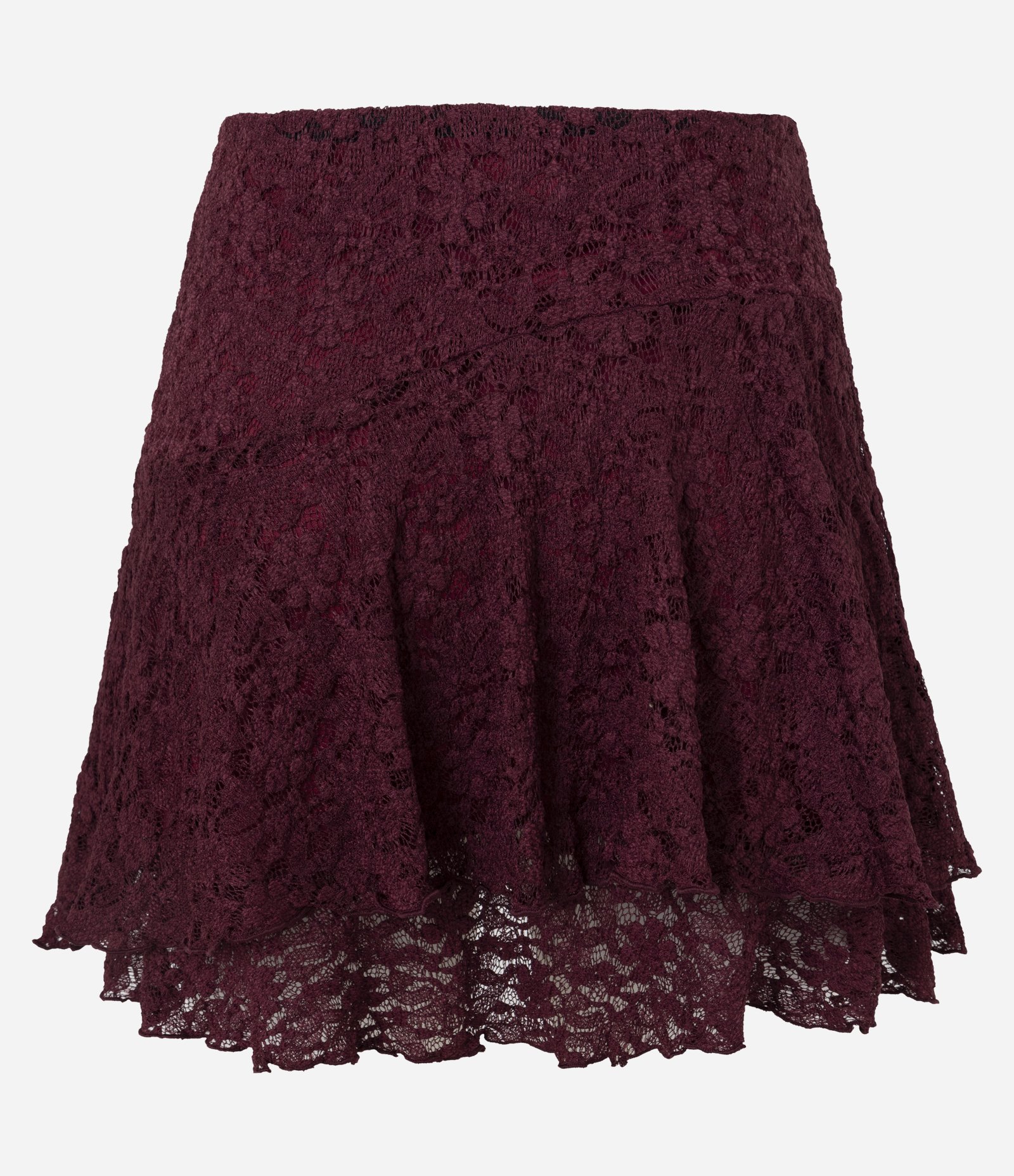 Saia Curta em Renda com Babado Assimétrico Vermelho 6