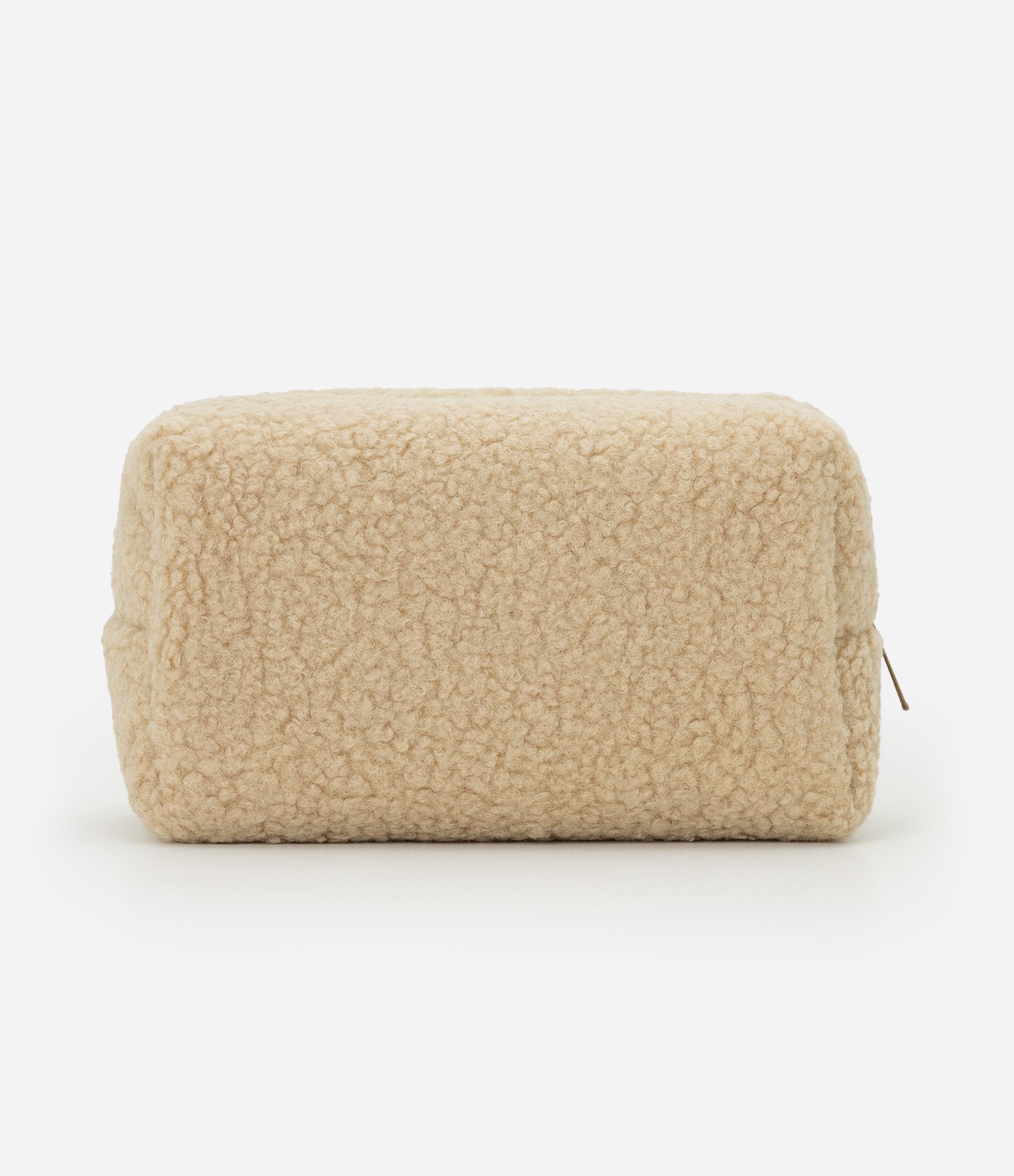 Necessaire Retangular Média com Textura de Pelos Bege 3
