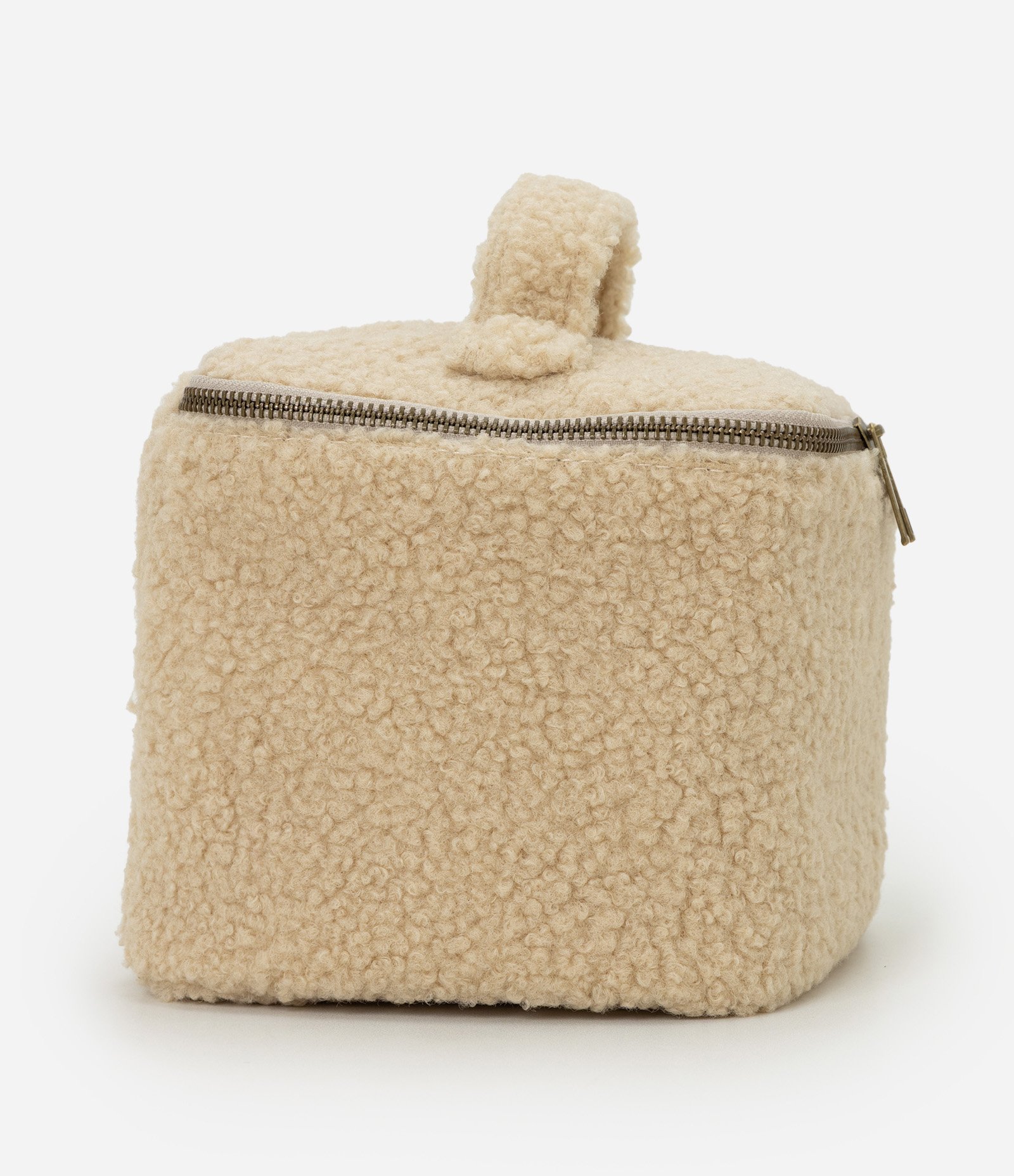 Necessaire Retangular Grande com Textura de Pelos Bege 2