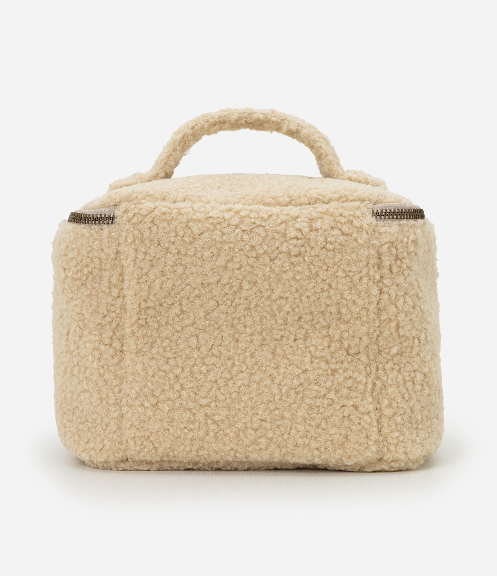Necessaire Retangular Grande com Textura de Pelos Bege 3
