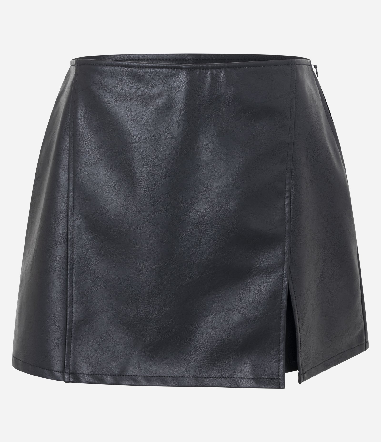 Short Saia em PU com Fenda Lateral Preto 5