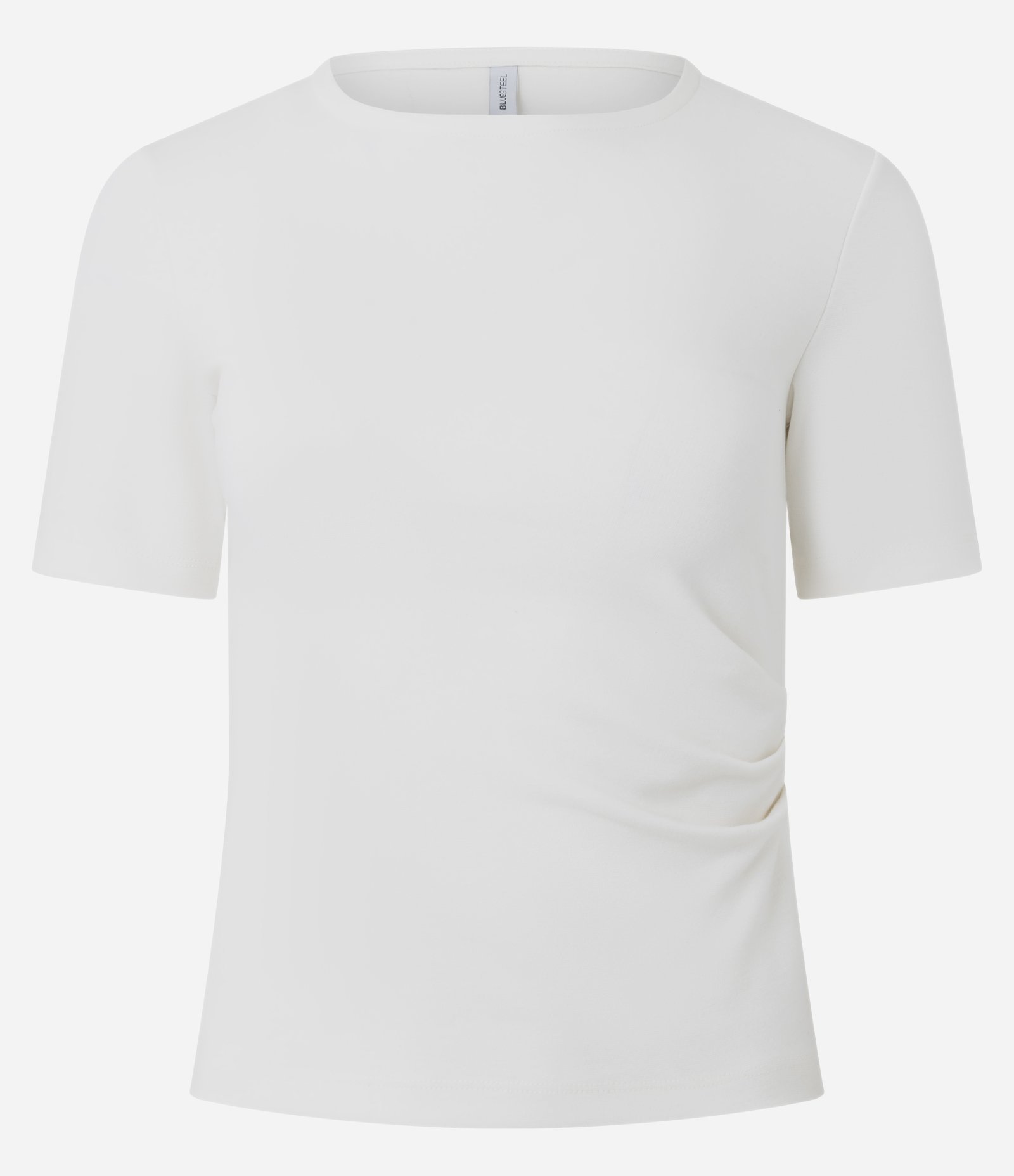 Blusa Manga Curta em Tricô Ponto Roma com Pregas Laterais Branco 5