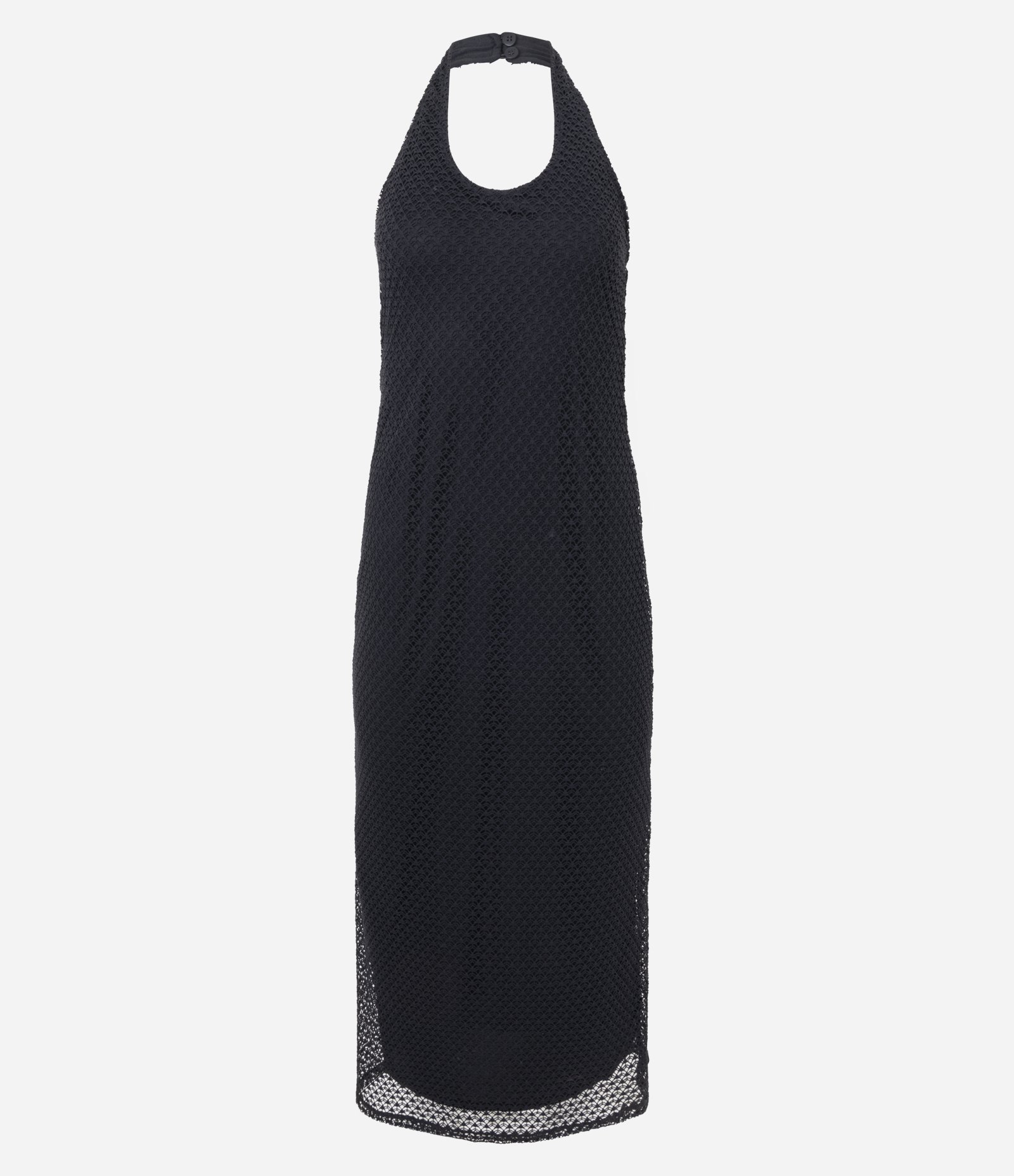 Vestido Midi Frente Única em Renda Preto 5