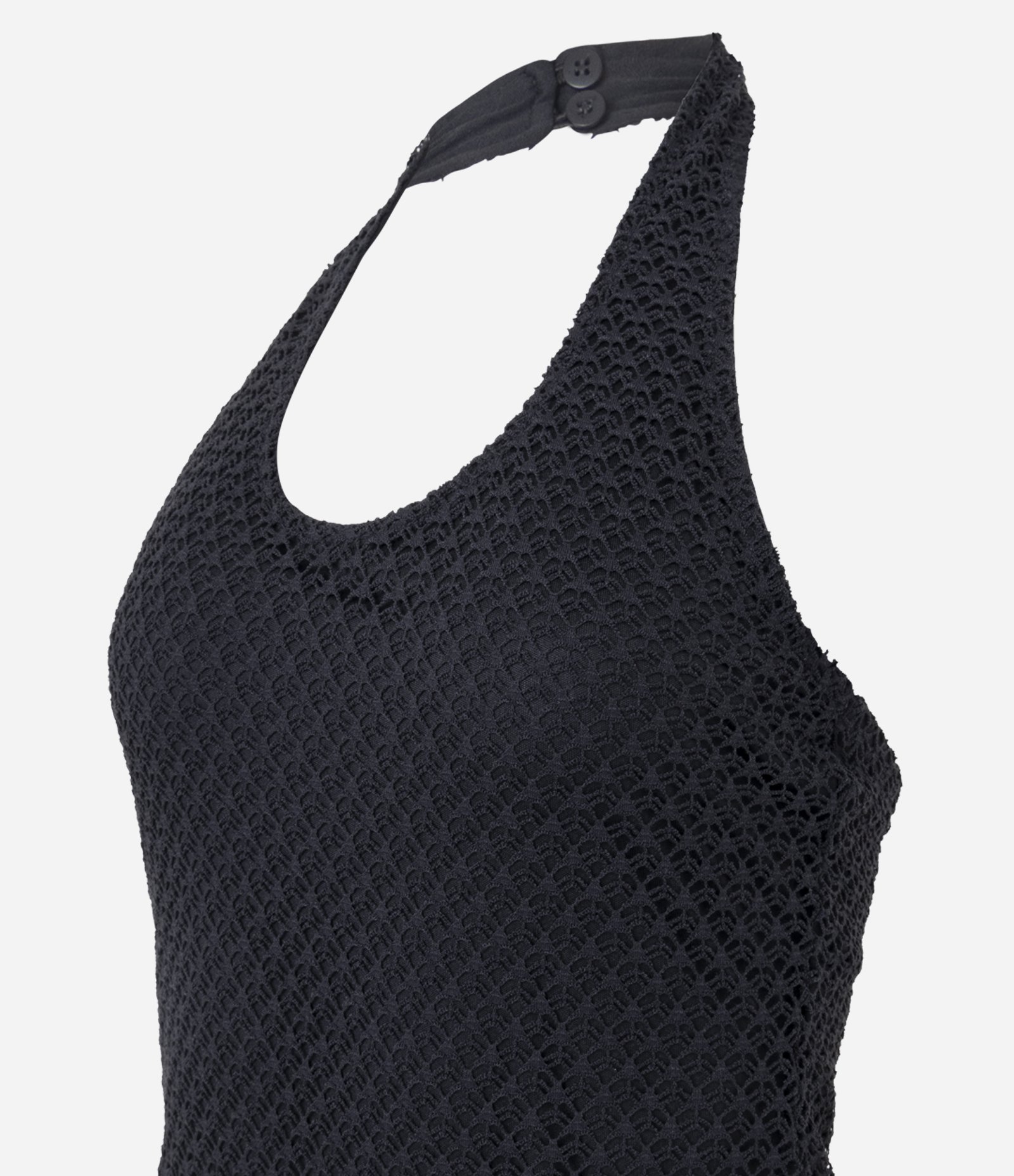 Vestido Midi Frente Única em Renda Preto 6